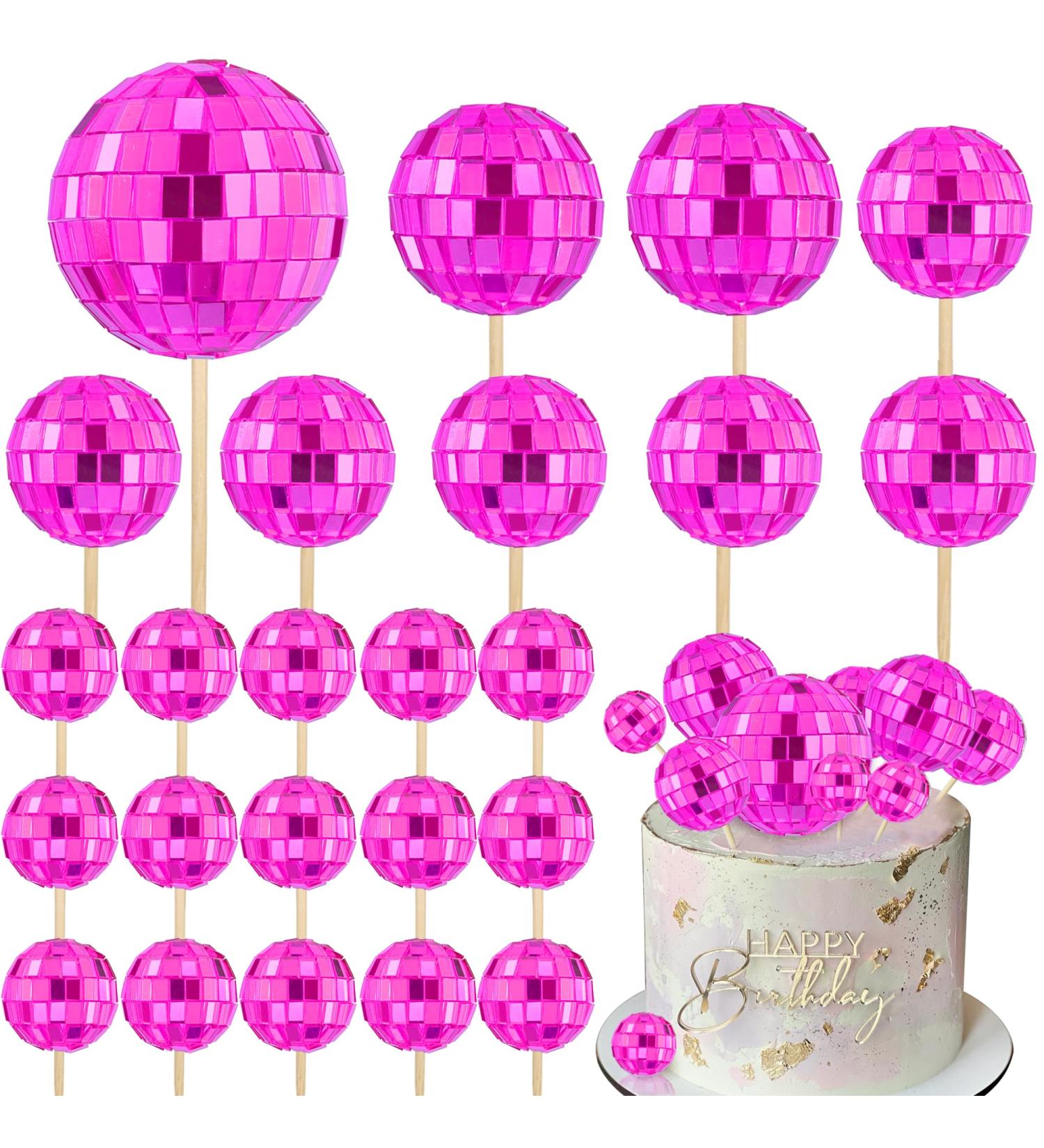 24 PCS Mini Disco Ball Cake Cupcake Toppers 1970s Disco Ball Cake Decorations for Disco Theme Party Last Disco Bachelorette Party 70s Theme Party Favor (24 PCS Hot Pink Disco Ball) - Buy Online on GoSupps.com