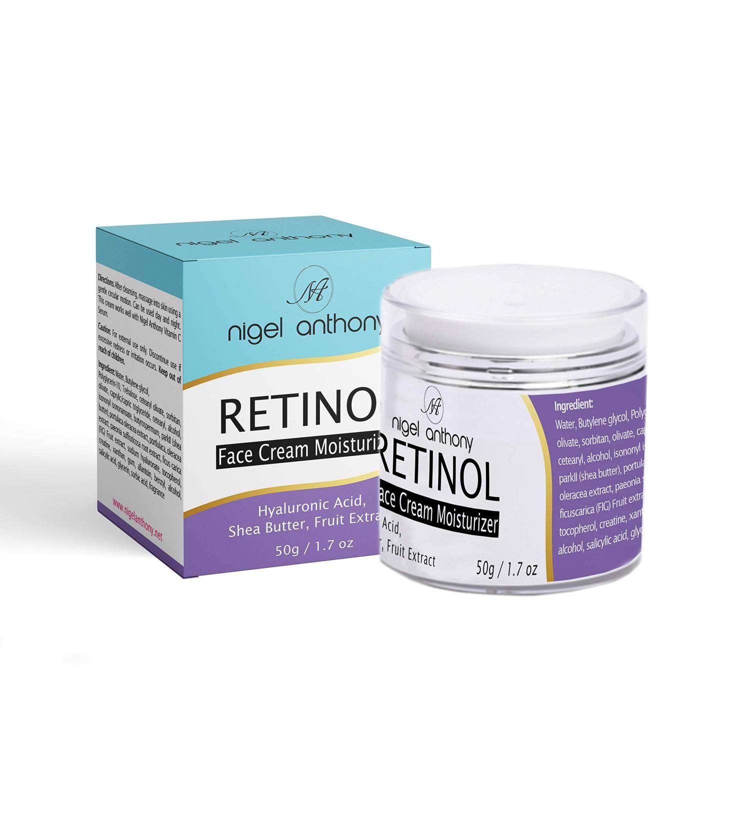 Nigel Anthony Retinol Face Cream Moisturizer with Hyaluronic Acid, Shea Butter & Fruit Extract - Anti-Aging Solution for Wrinkles & Fine Lines, Suitable for Day & Night Use - Buy Online on GoSupps.com