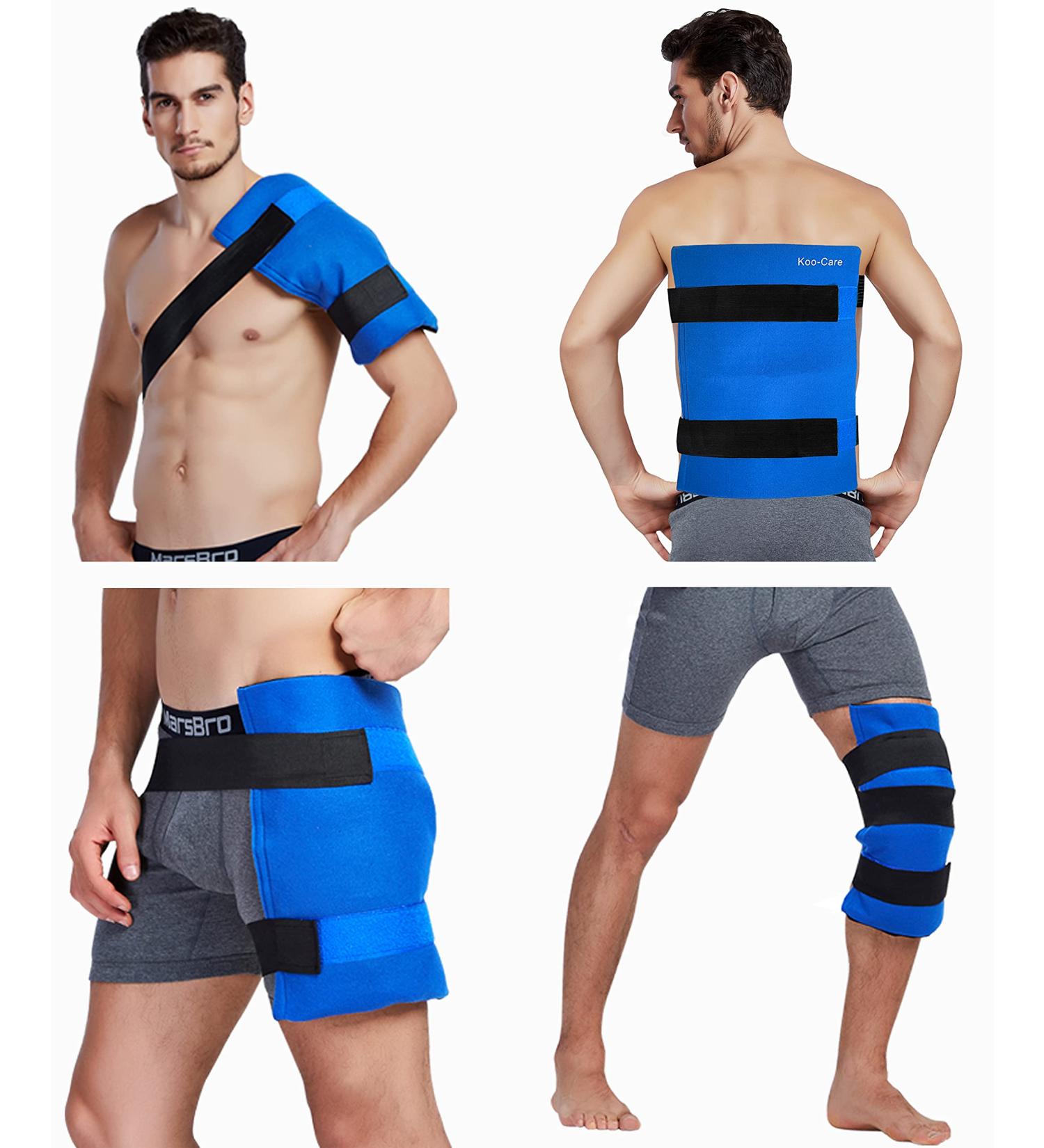 Koo-Care Large Flexible Gel Ice Pack & Wrap with Straps | Hot Cold Therapy for Pain Relief - Shoulder Rotator Cuff, Back, Hip, Knee, Shin Splint Injuries | Reusable - 11 x 14 Blue - Buy Online on GoSupps.com