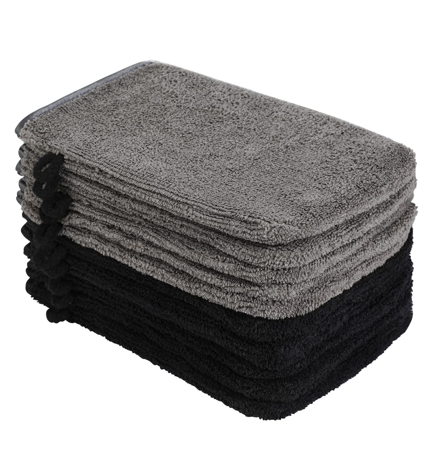PHOGARY 10 Pack Microfiber Body Wash Mitts - Reusable Makeup Remover Gloves - European Style Bath Spa Cloth - Black and Grey (6.8 inch) - Buy Online on GoSupps.com