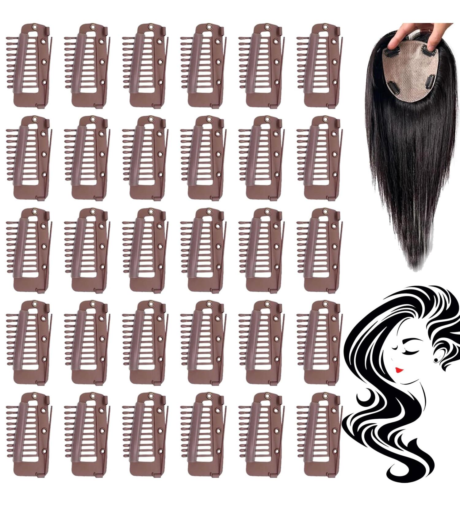 DENGWANG Strong Chunni Clips with Safety Pins Chunni Grip Clips with Safety Pin 10-Teeth Wig Hair Extension Hair Clip Chuni Grip Clip Dupatta Grip Clip Chunni Clips (30PCS-Brown) - Buy Online on GoSupps.com