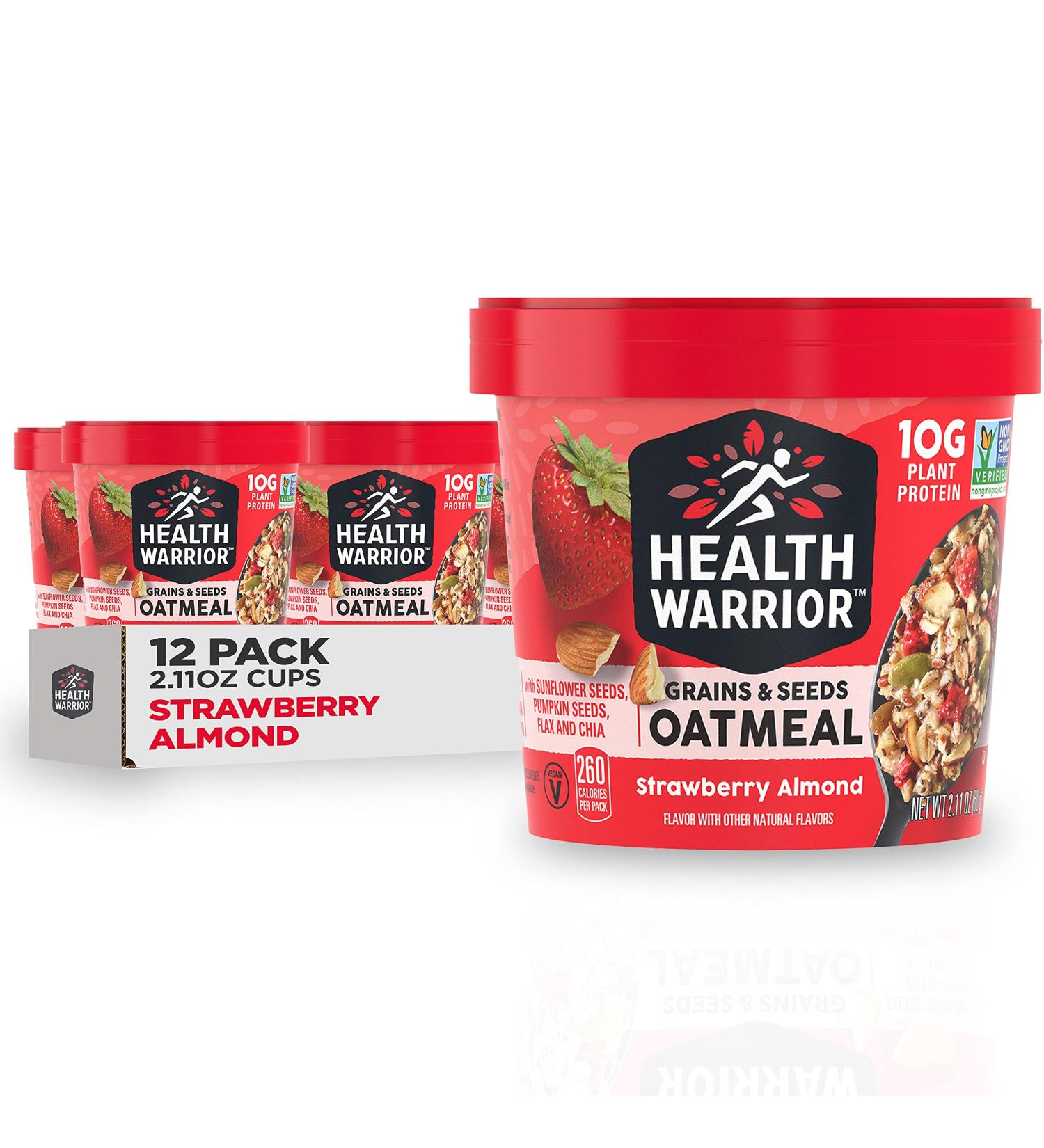 Quaker Health Warrior Strawberry Almond Oatmeal 2.11 Oz Pack of 12 - Nutrient-Rich Grains & Seeds - Buy Online on GoSupps.com