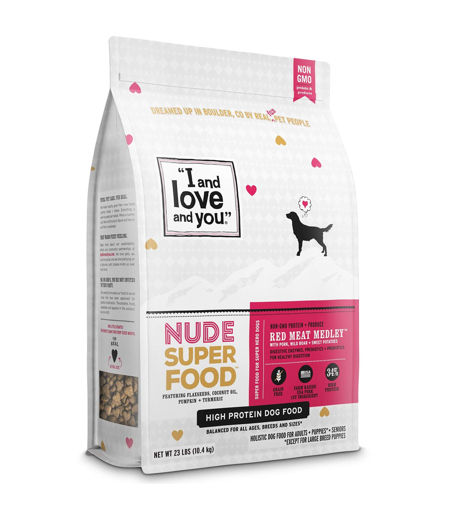 Nude Superfood Dry Dog Food - Grain Free Kibble with Probiotics & Digestive Enzymes for Dogs - Red Meat Medley 23 lb - Buy Online on GoSupps.com