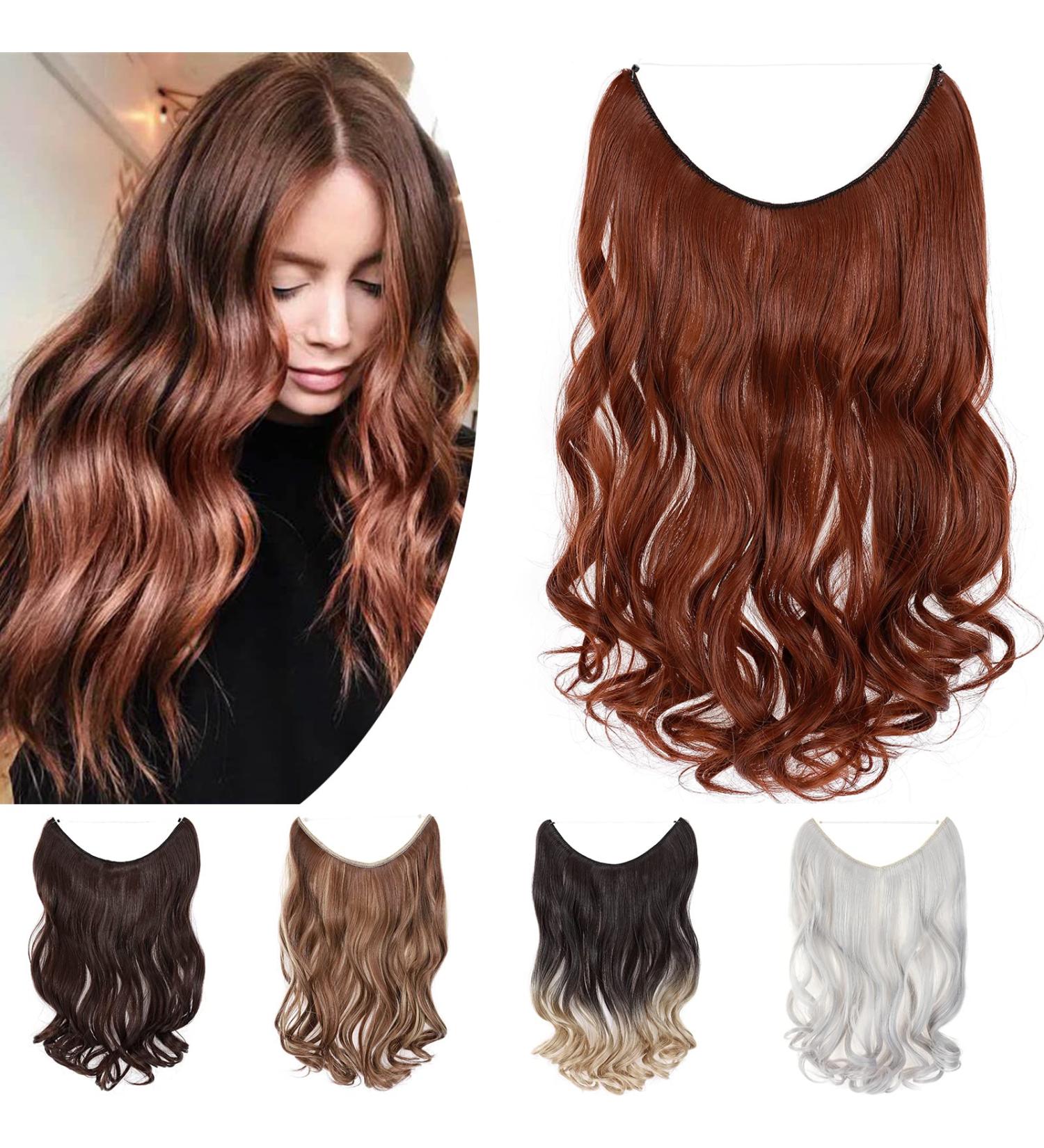 One Piece Wire In Hairpieces Matte Material Invisible Hair Extension Synthetic Wavy For Women Beauty 20 Inch Red Brown & Orange 20 Inch - Wavy Red Brown & Orange - Buy Online on GoSupps.com