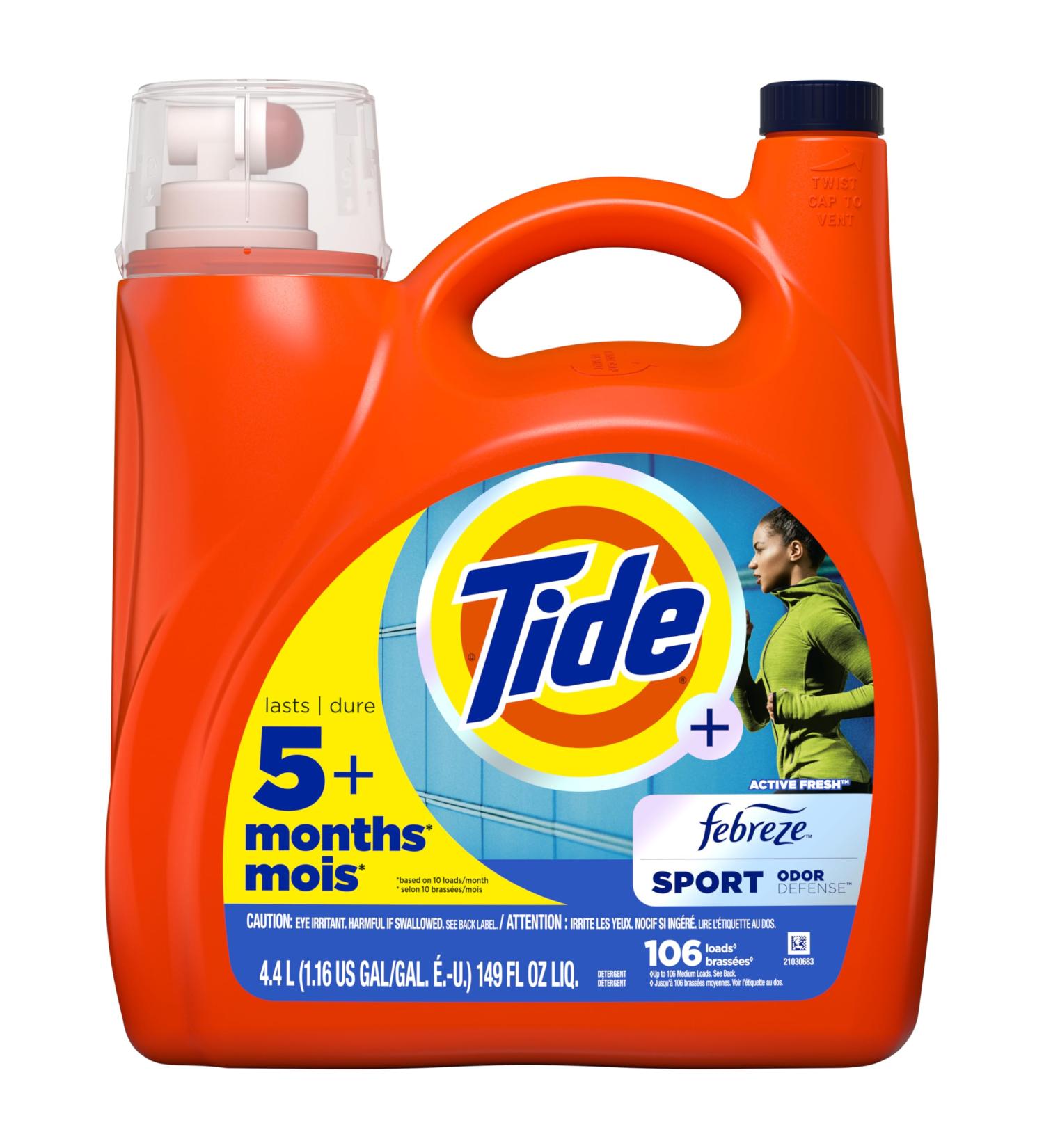 Tide Plus Febreze Sport Odor Defense HE Turbo Clean Liquid Laundry Detergent 149 fl oz 106 loads