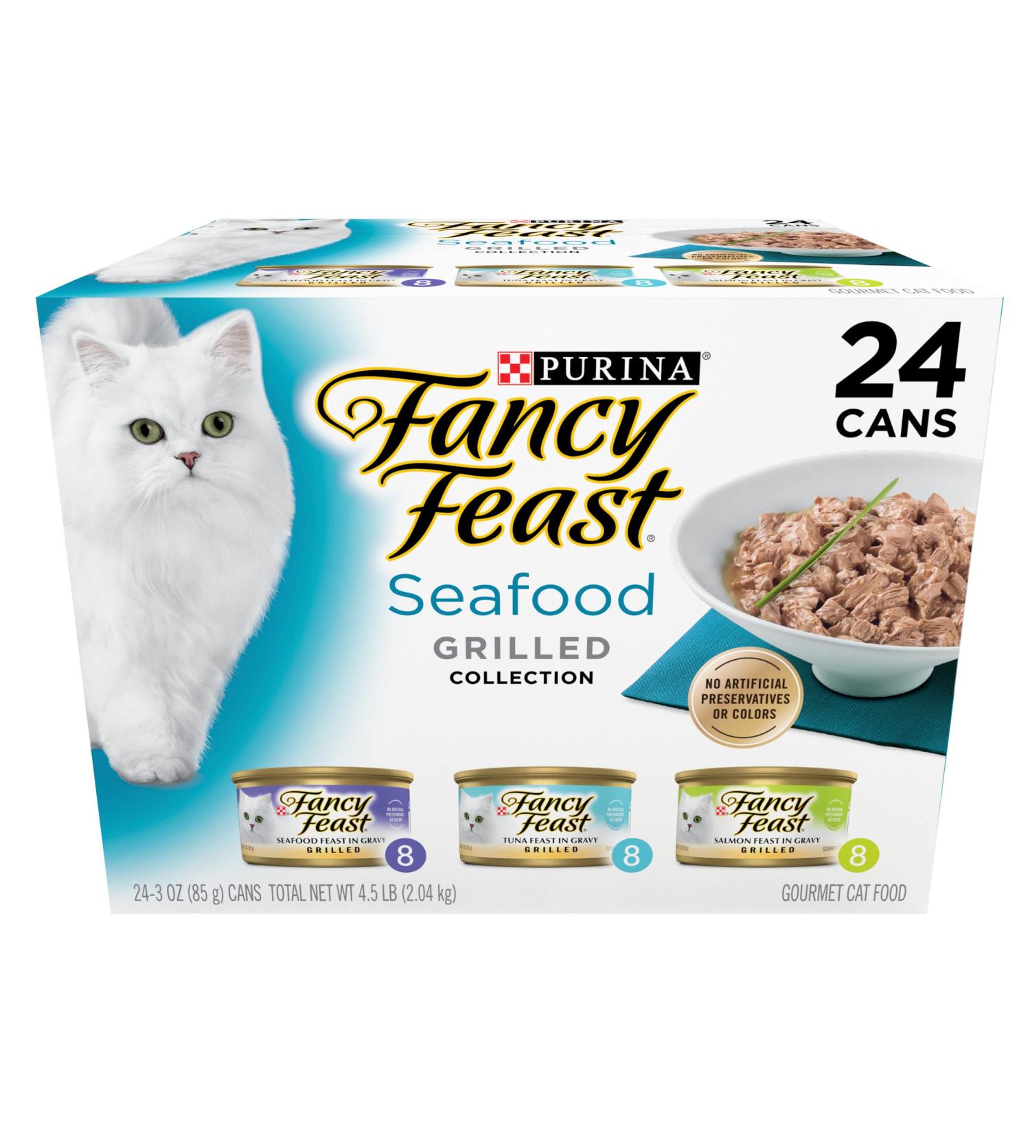 Purina Fancy Feast Seafood Grilled Collection Variety Pack - 24 Cans, 3 oz Each - Buy Online on GoSupps.com