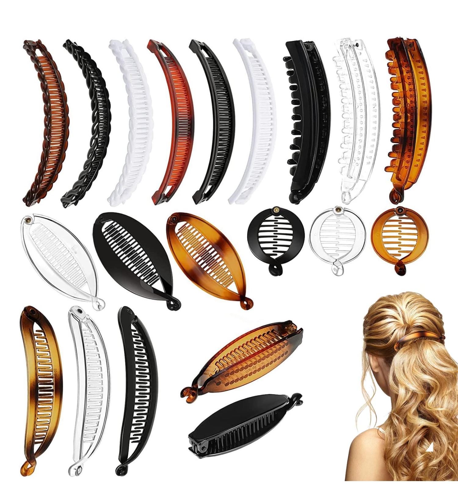 20 Piece Banana Hair Clips | Classic Wire Combs & Fishtail Double Comb for Women - Multi-Colored Styles - Buy Online on GoSupps.com