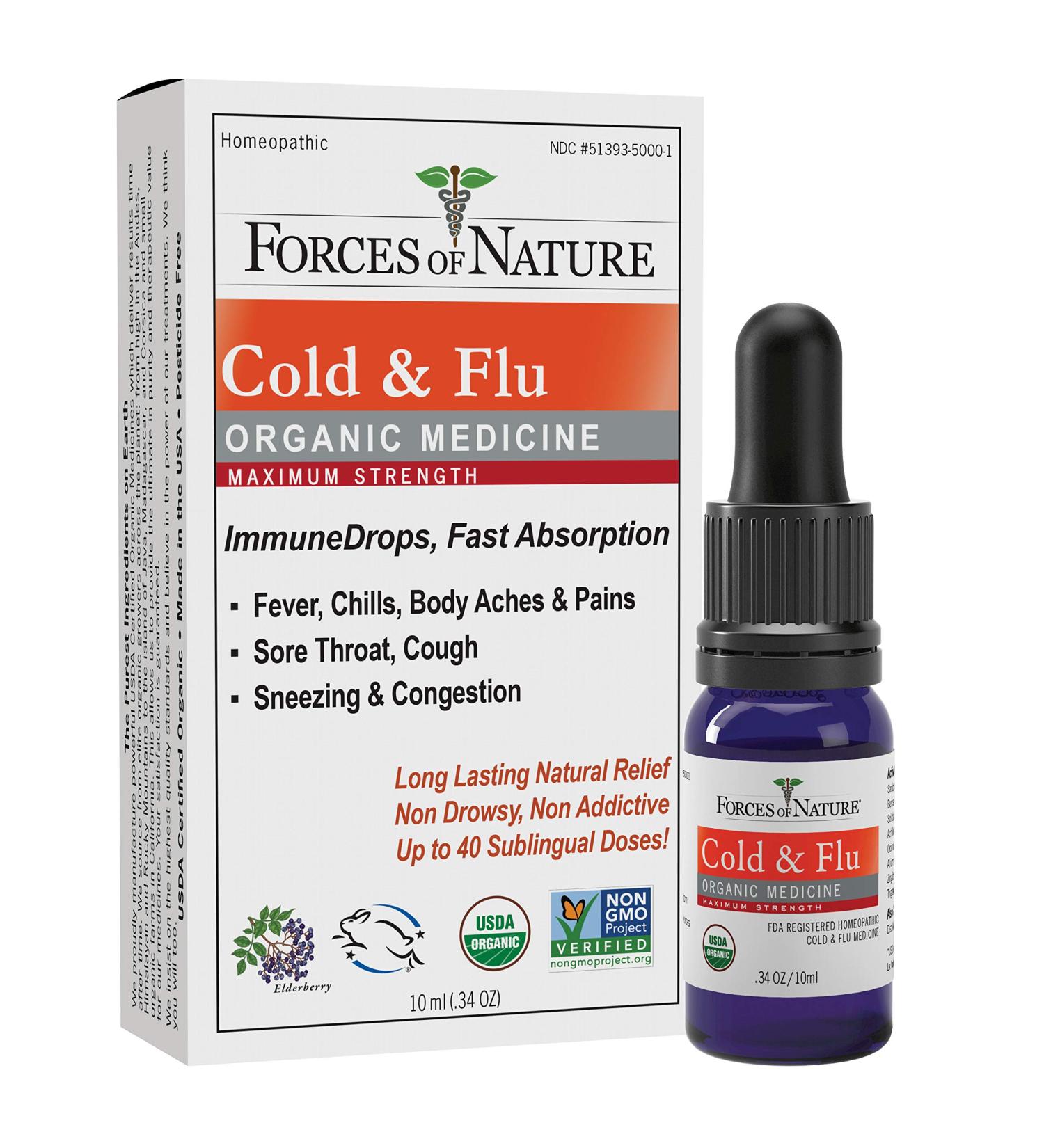 Organic Cold & Flu Medicine - Forces of Nature ImmuneDrops Maximum Strength 10 ml - Buy Online on GoSupps.com