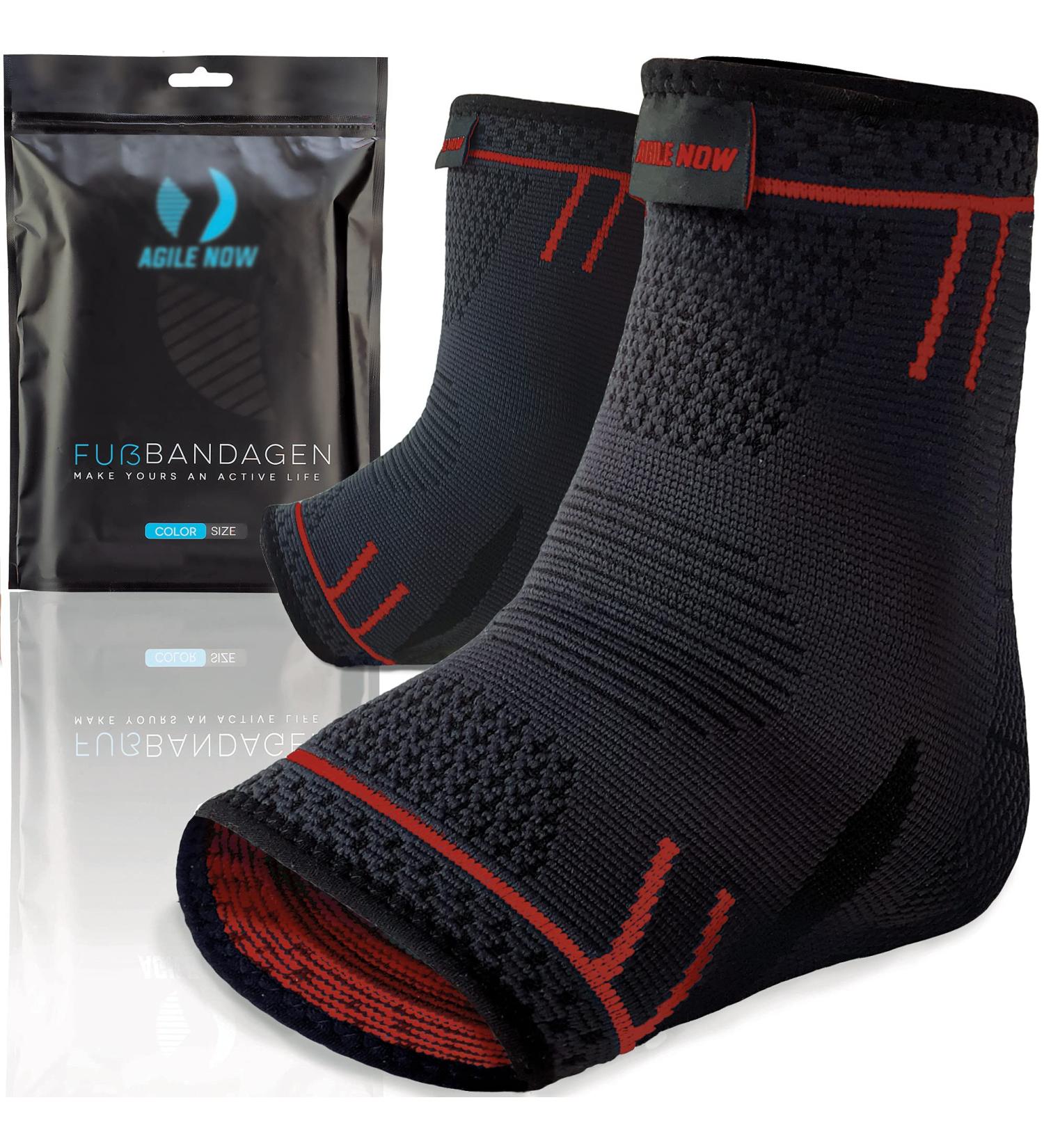 Agile Now Ankle Bandage Set - Stabilizes Ankle & Protects Joints for Men & Women - Slip-Resistant & Breathable - Fits All Shoes (Medium Red) - Buy Online on GoSupps.com