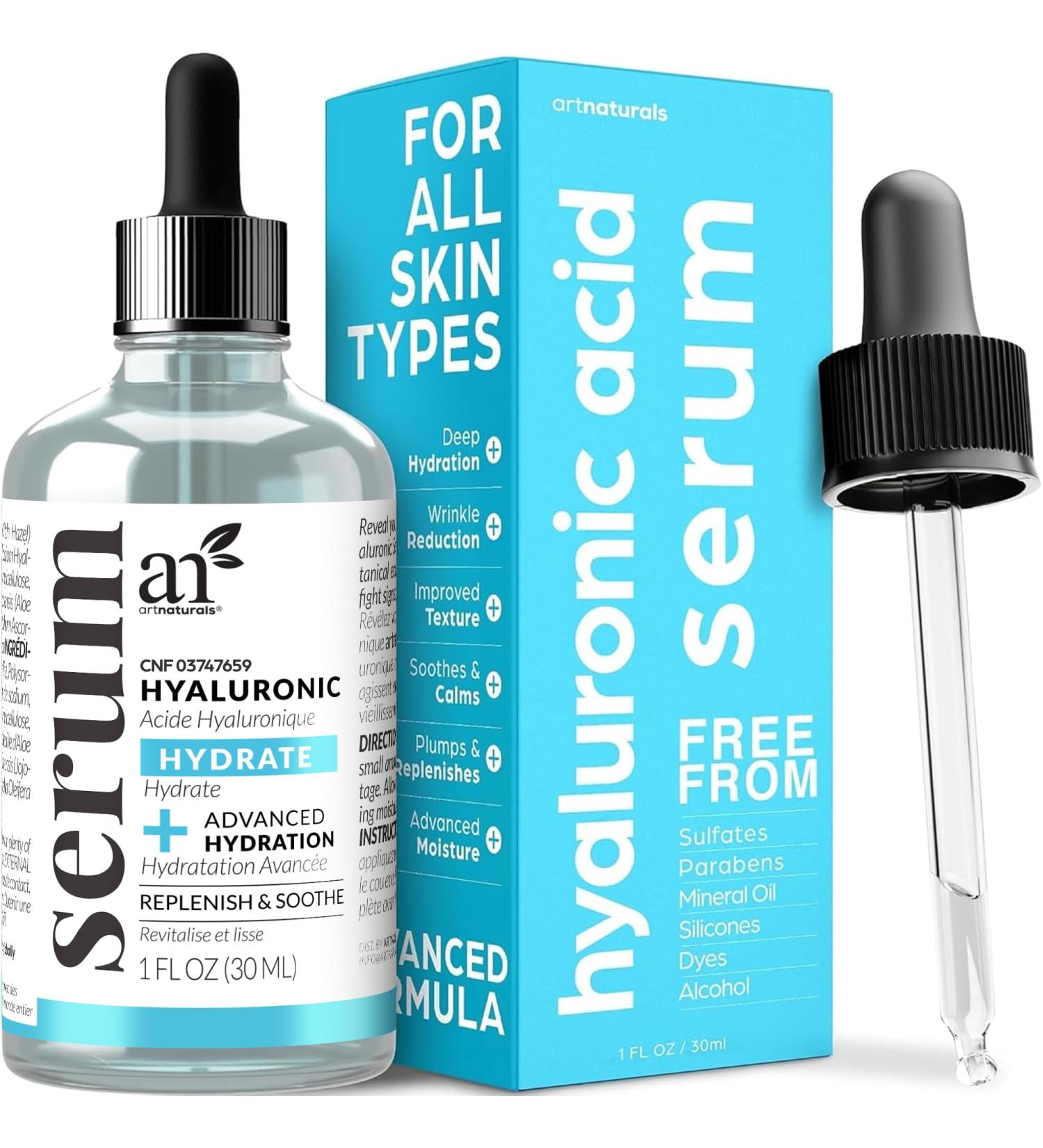 ArtNaturals Hyaluronic Acid Serum - Anti- Aging Facial Serum Natural Moisturizer w/Vitamin C Serum & Vitamin E - for Skin Care - Reduce Wrinkles & Dark Spots (1 Fl Oz (Pack of 1)) - Buy Online on GoSupps.com
