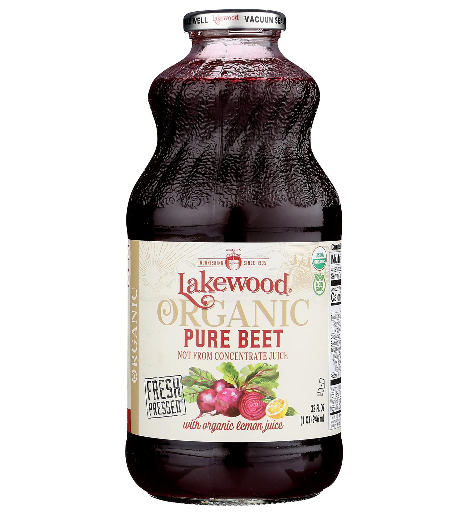 Lakewood Organic Pure Beet Fresh Pressed Beetroot 32 Fl Oz - Pack of 6 - Buy Online on GoSupps.com
