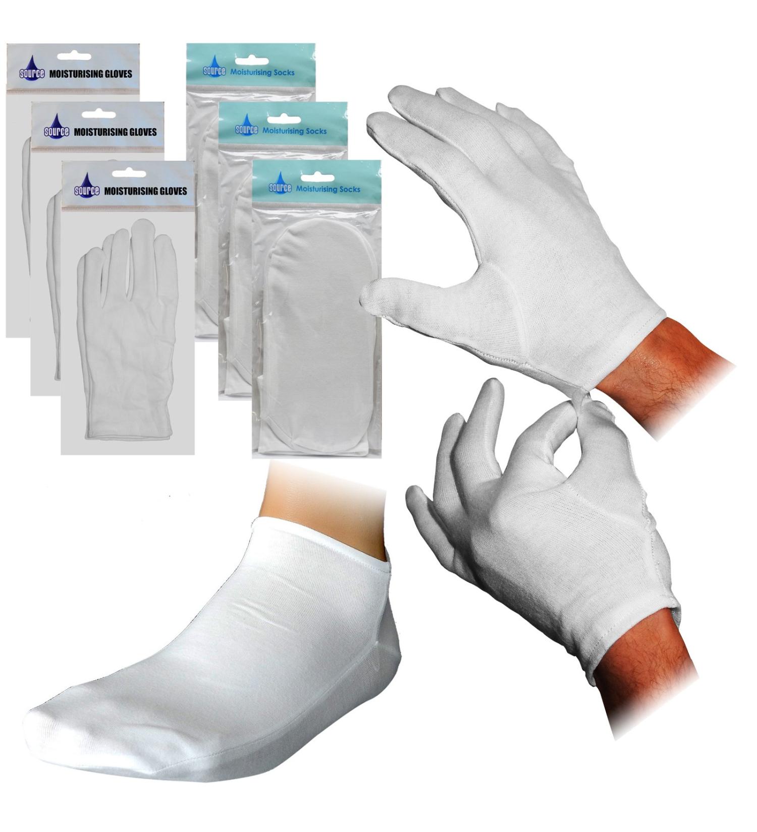3 Pair Cream Beauty Moistures Socks + 3 Pair Moisturising Regenerating Cream Retainer Gloves - Buy Online on GoSupps.com