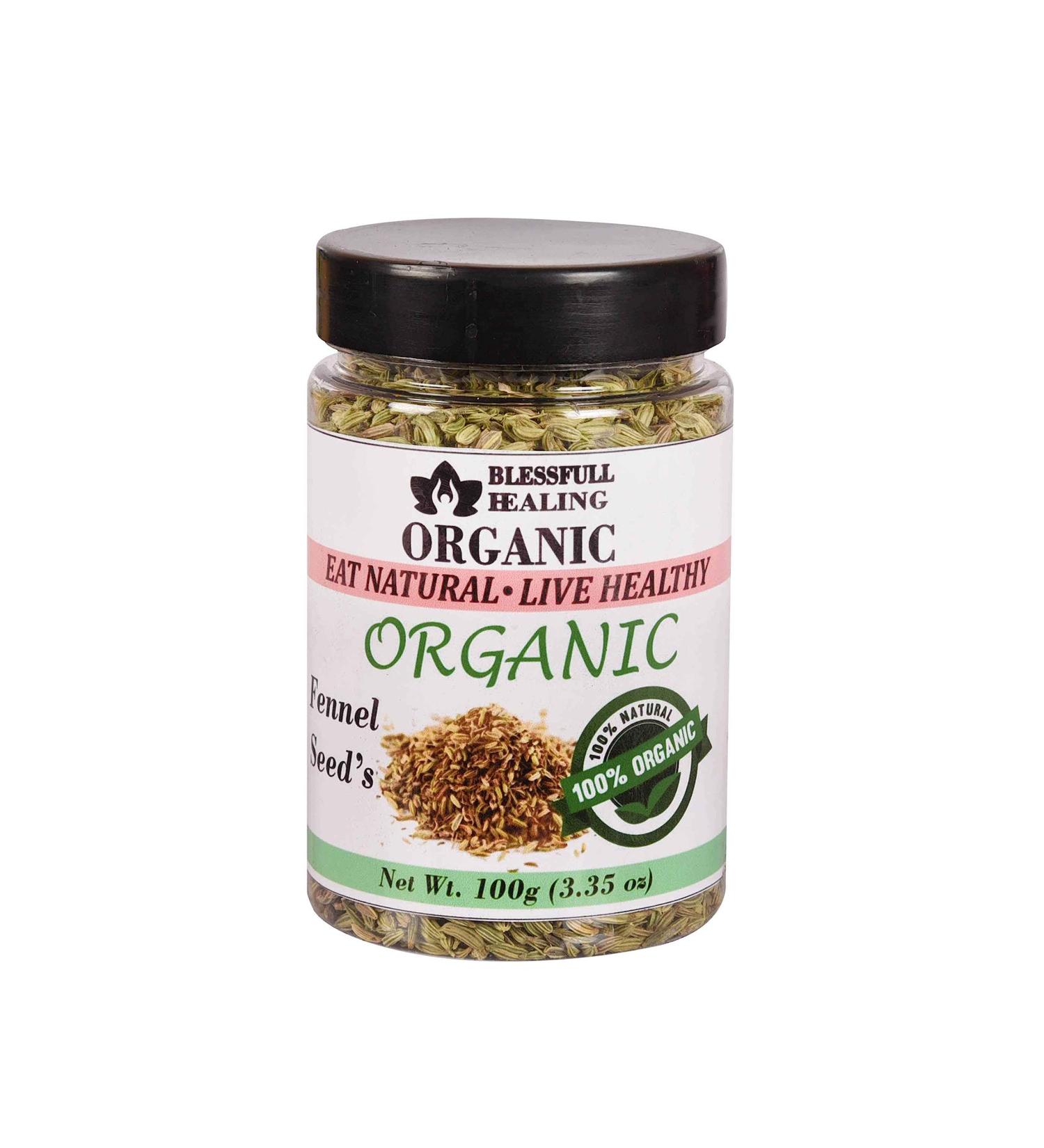 Blessfull Healing Organic Fennel Seeds 100 Gram Airtight Container (Packing May Vary) 100 Gram 3.35 oz - Buy Online on GoSupps.com