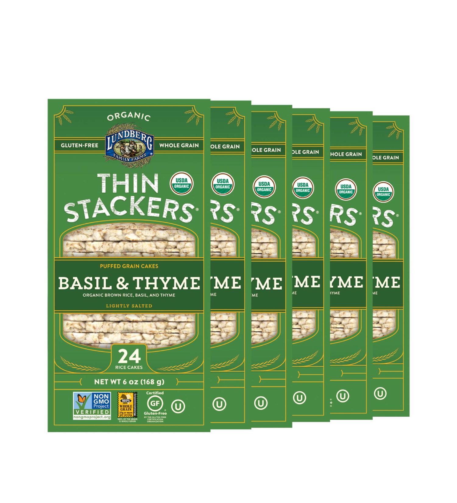 Buy Lundberg Organic Thin Stackers Basil & Thyme 6 oz - Gluten-Free Vegan Rice Cakes (Pack of 6) - Buy Online on GoSupps.com