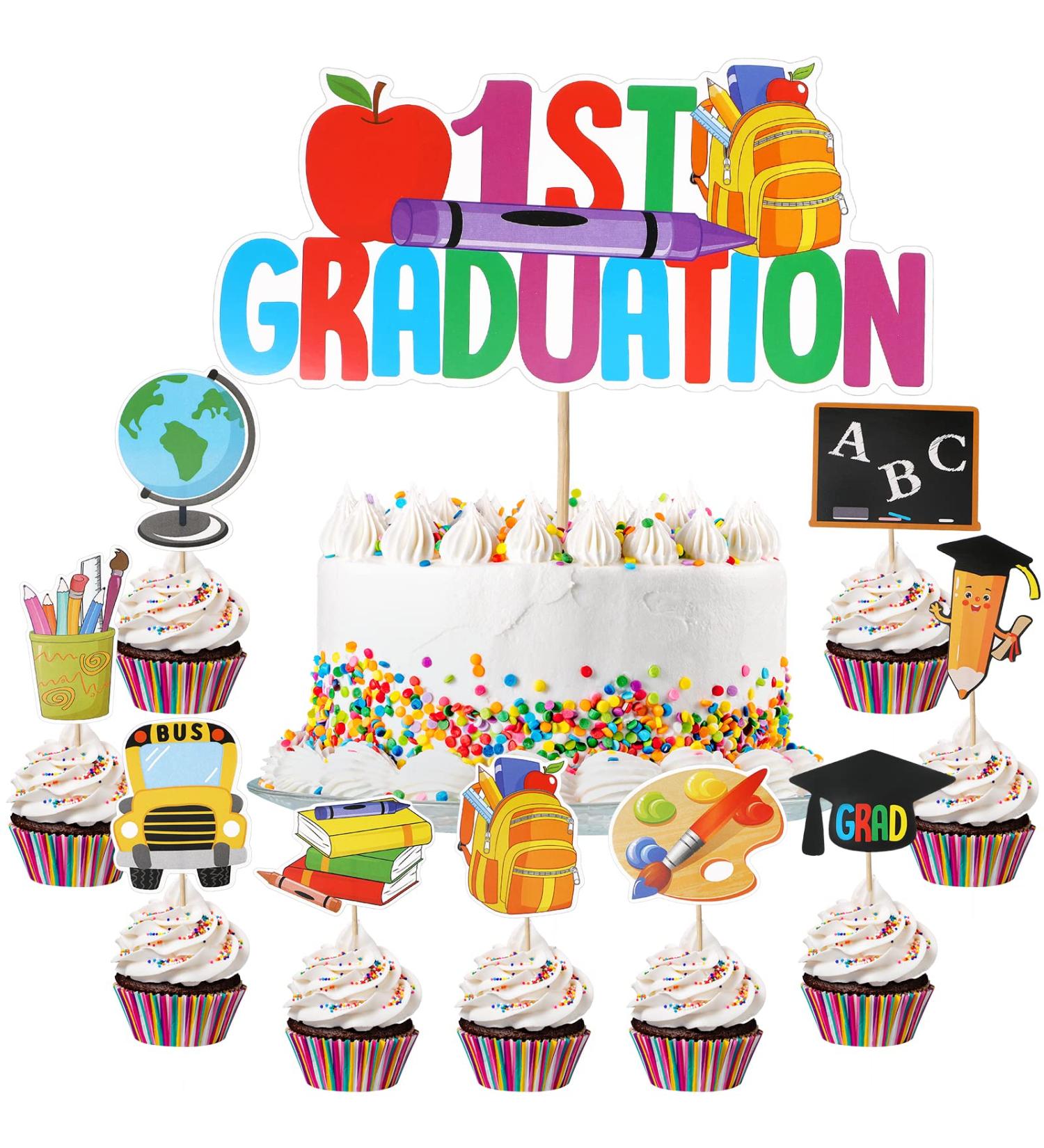 Graduation Cake Topper Graduation Cupcake Toppers Happy Kindergarten Graduation Cupcake Pick for Graduate Party Cake Decor (Nice Style 28 Pieces) - Buy Online on GoSupps.com