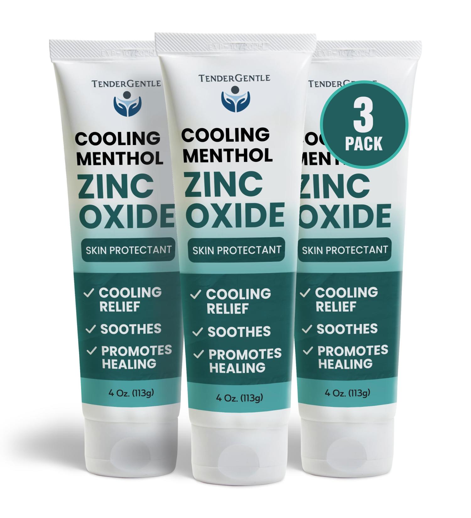Menthol and Zinc Oxide Cream Paste - 3 Pack - 4 oz of Skin Protectant for Healing and Discomfort - Kid and Adult Barrier Cream for Incontinence Minor Burns Scrapes Itching and More - Buy Online on GoSupps.com