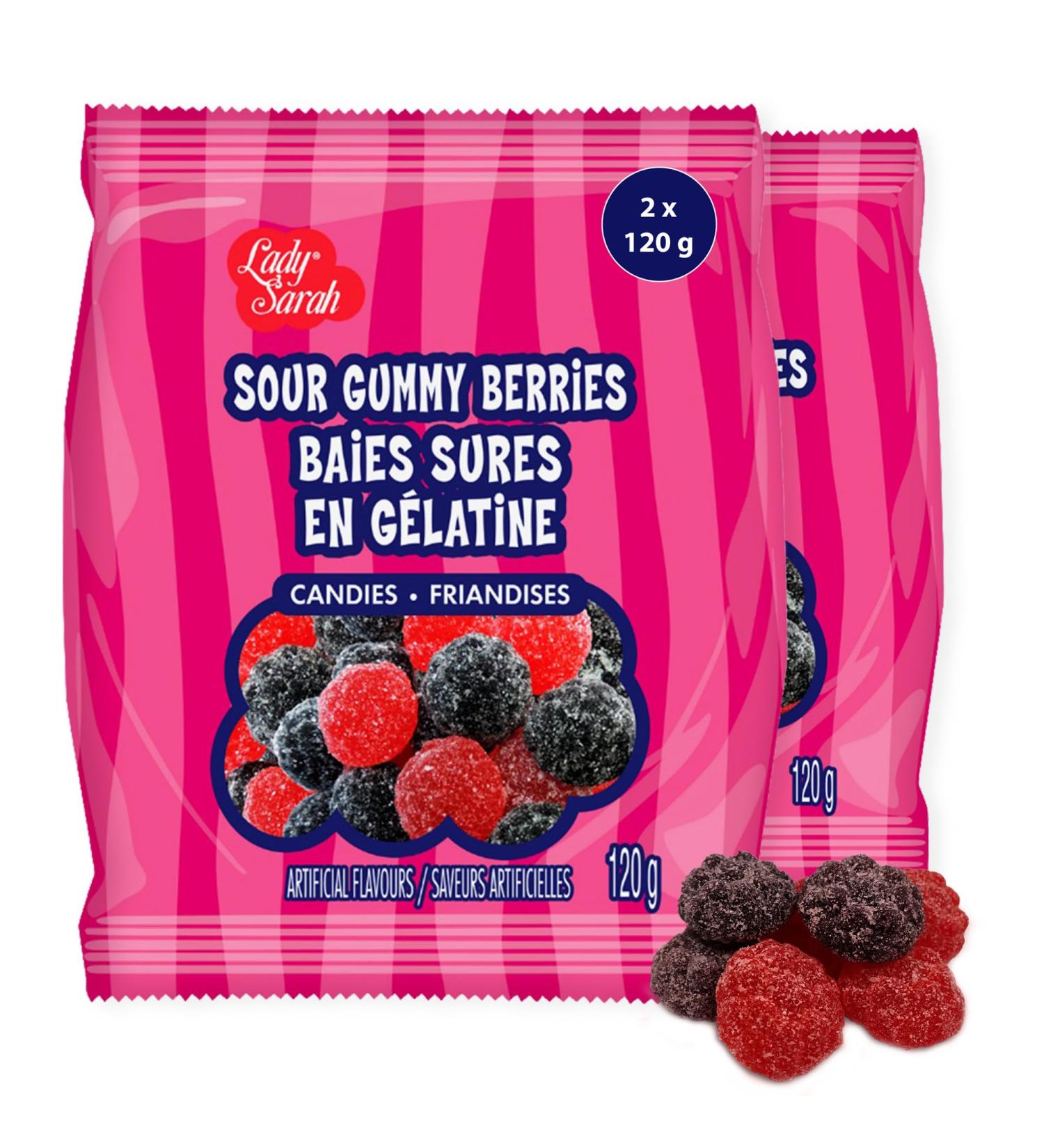 Lady Sarah Sour Gummy Berries - 240 Grams (Pack of 2 x 120G Bags) | Canada s Top Choice Bulk Candy Bear Bag | Sour Candy & Gummies for Parties & Gifts Sour Gummy Berries Pack of 2 - Buy Online on GoSupps.com