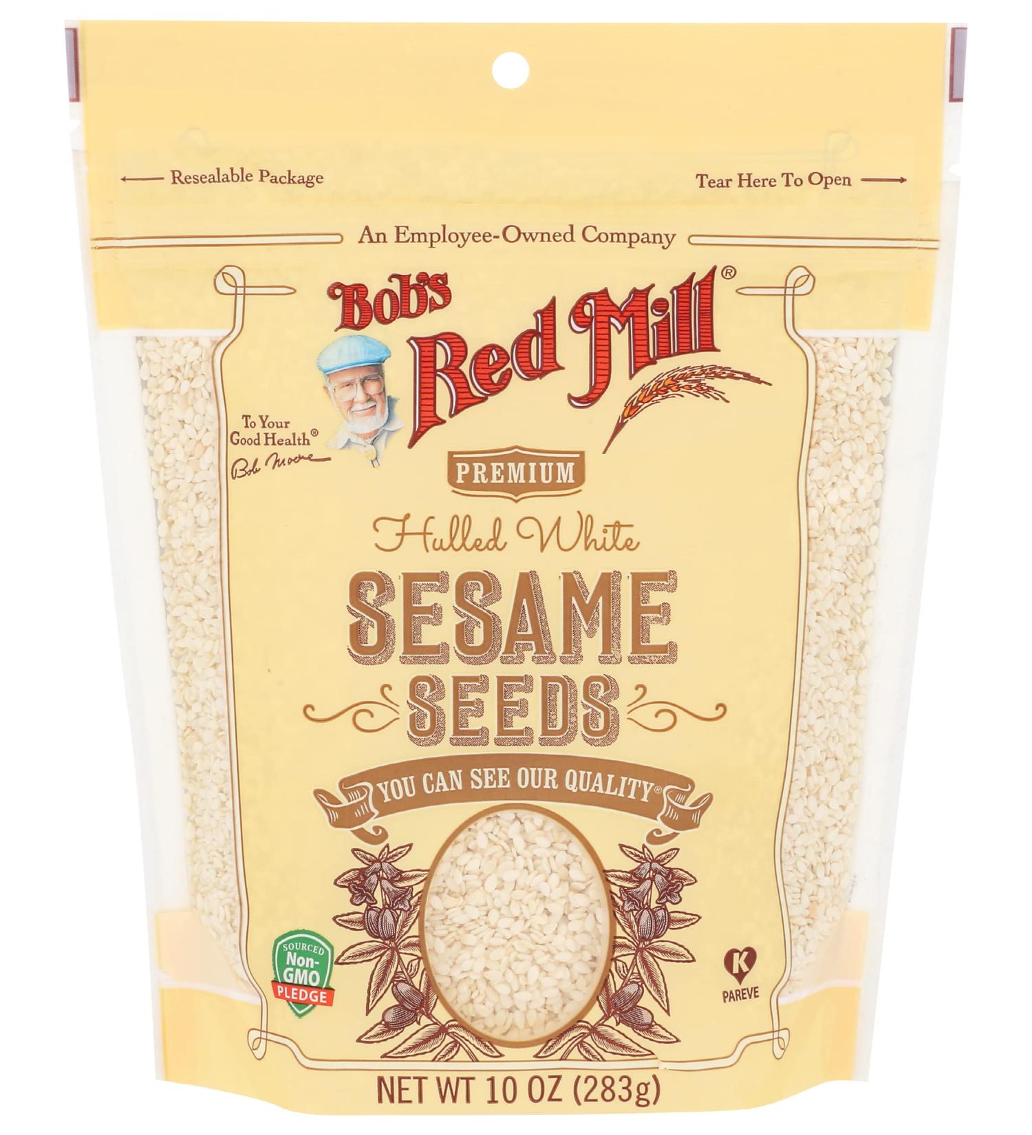 Bob's Red Mill White Hulled Sesame Seeds - 10oz Resealable Stand Up Bag | Premium Quality Sesame Seeds - Pack of 1 - Buy Online on GoSupps.com