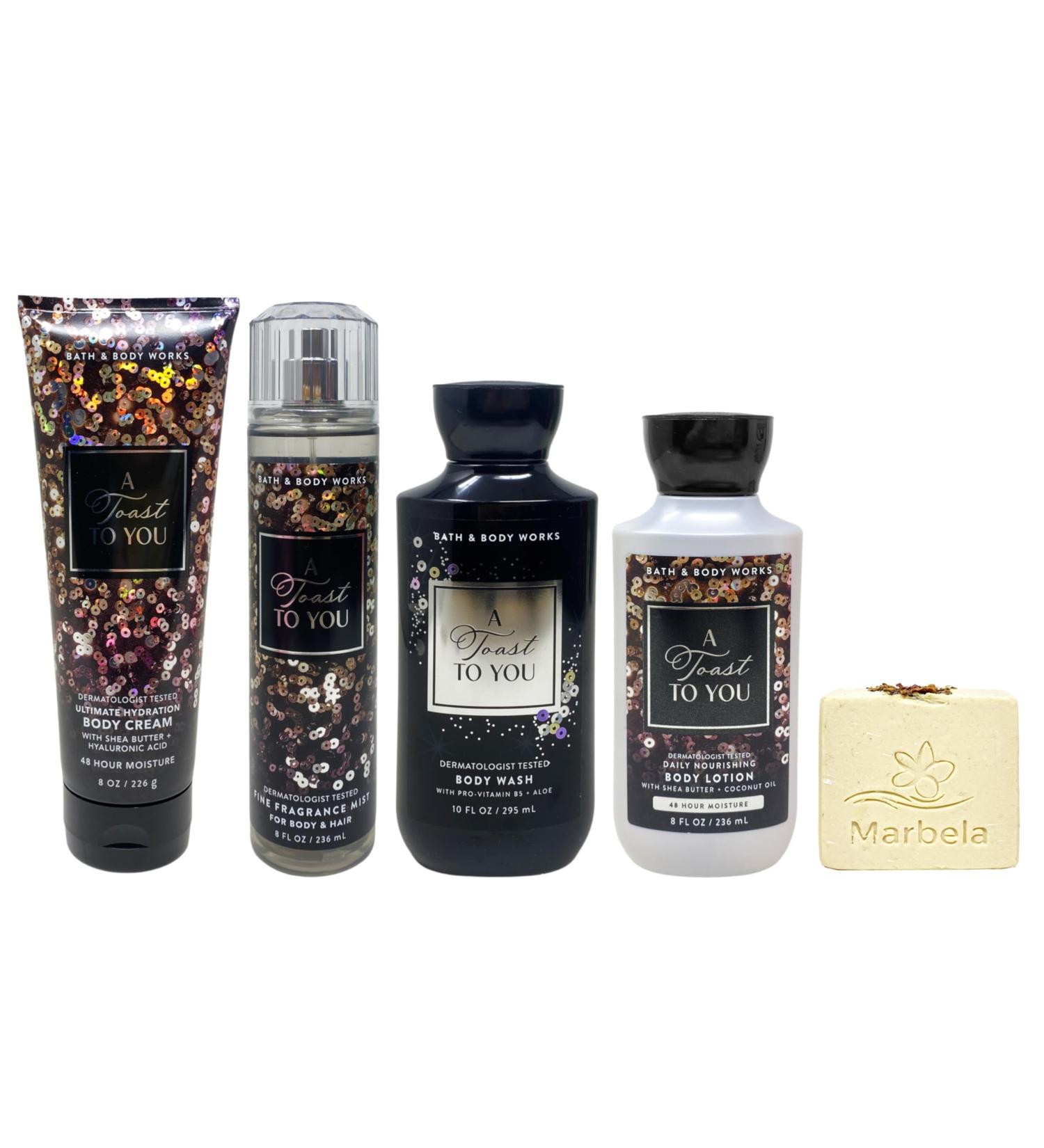 Bath & Body Works A Toast To You - Body Cream Fragrance Mist Body Wash and Body Lotion - with a Creamy Rose Bar Soap - Buy Online on GoSupps.com