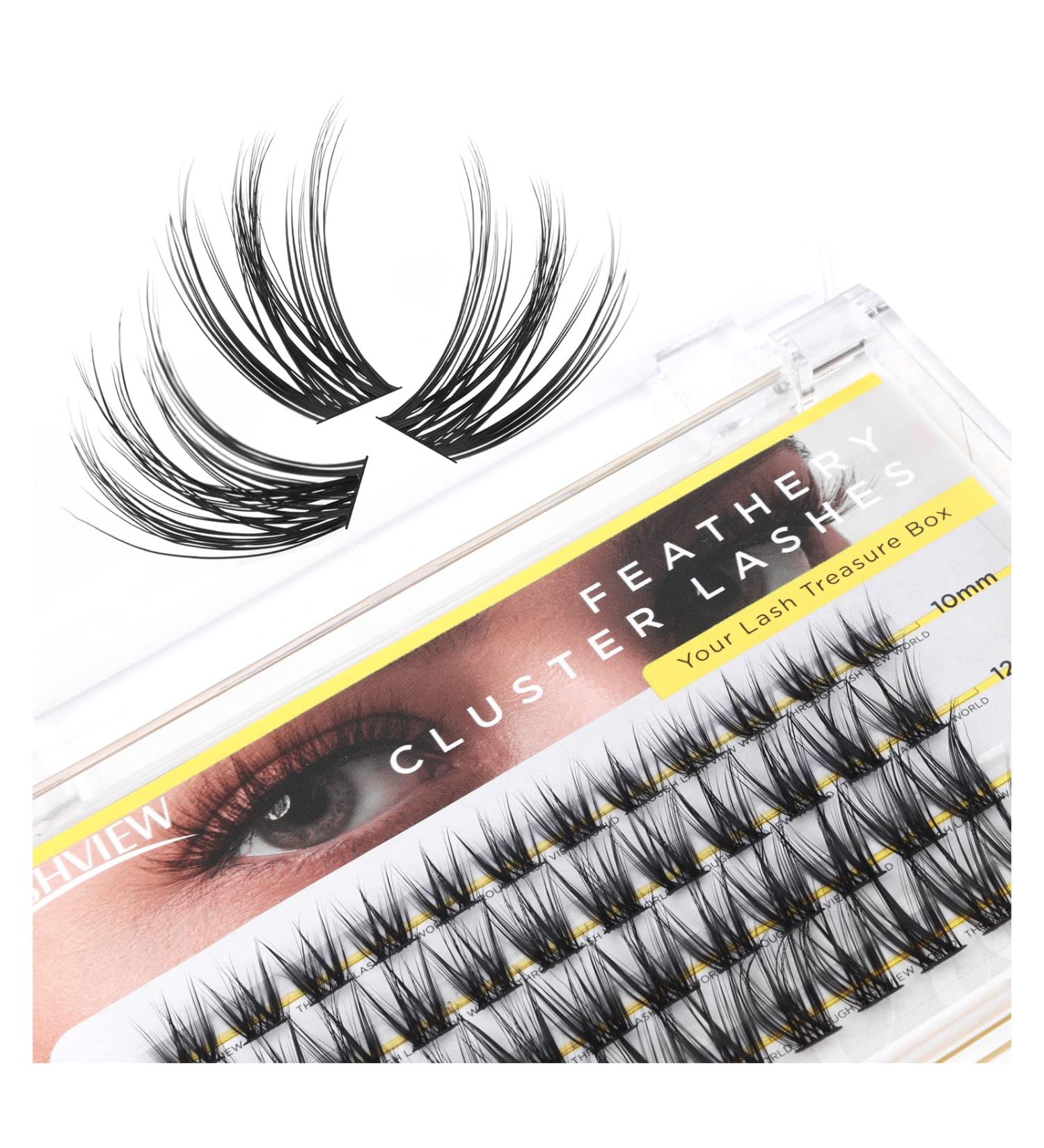 LASHVIEW DIY Cluster Lash Extensions for Self-Application - 48 Pcs, 3D Rapid Soft and Lightweight, Style D10 Mix (10/12/14/16mm) - Buy Online on GoSupps.com