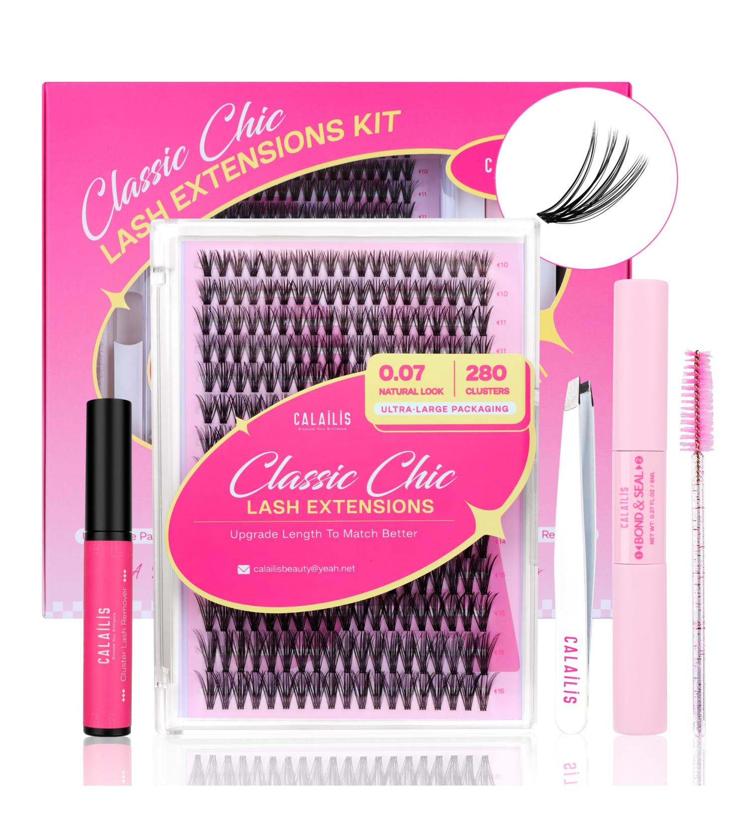 Calailis DIY Eyelash Extensions Set - 280 Pieces D Curl Individual Lashes with Adhesives Remover & Applicator | Perfect 40D Lash Extension Kit for Perfect Lashes - Buy Online on GoSupps.com