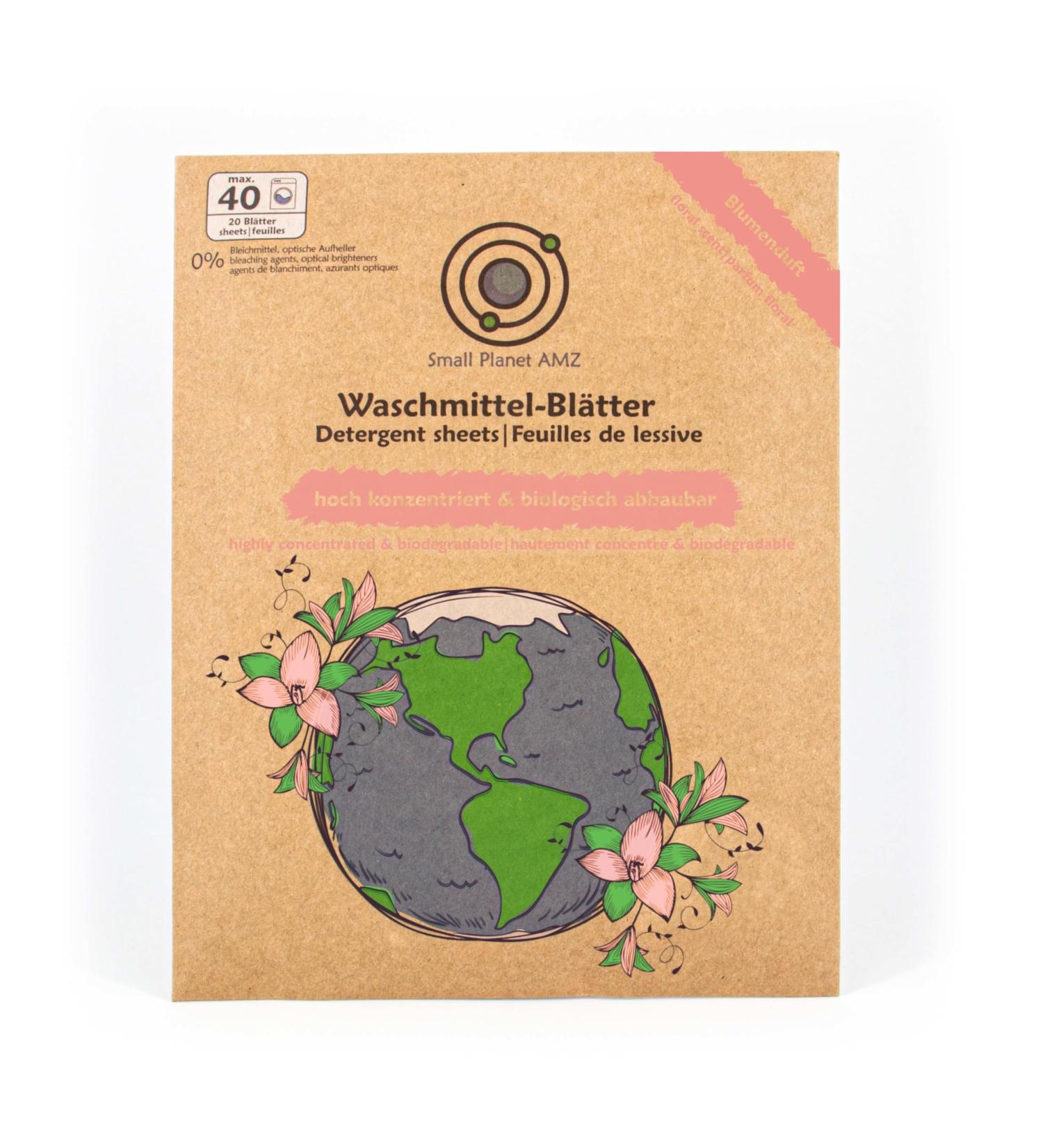 Small Planet AMZ Floral Scent Detergent Leaves - 40 Eco-Friendly Strips for Whites & Colors - Biodegradable Vegan Plastic-Free Energy-Saving Wash - Buy Online on GoSupps.com