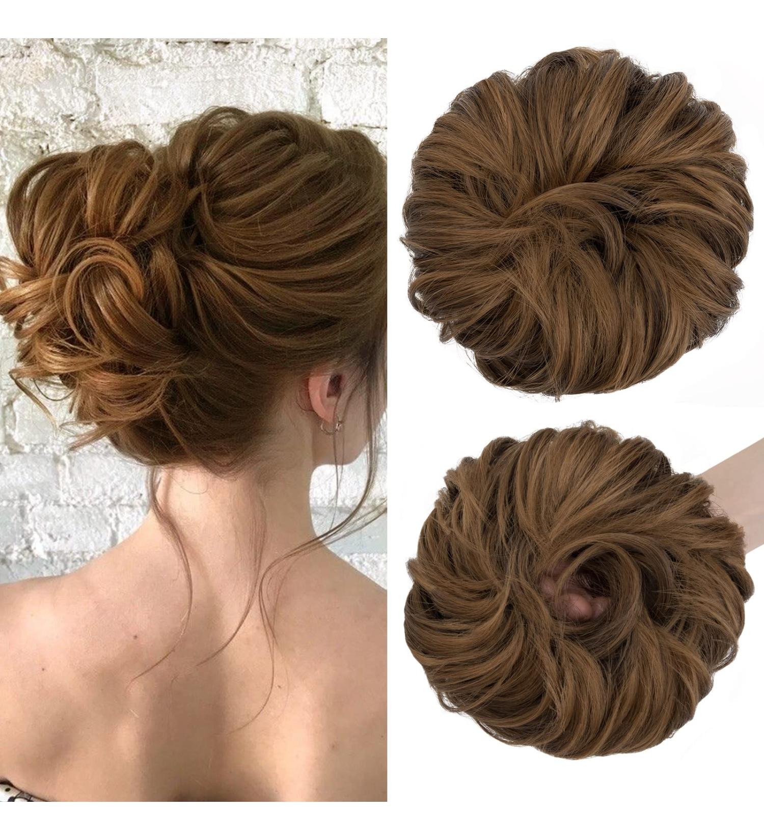 S-Noilite Hair Scrunchie Updo Chignon Ponytail Extensions - Med Brown/Dark Blonde 6T27 - Buy Online on GoSupps.com