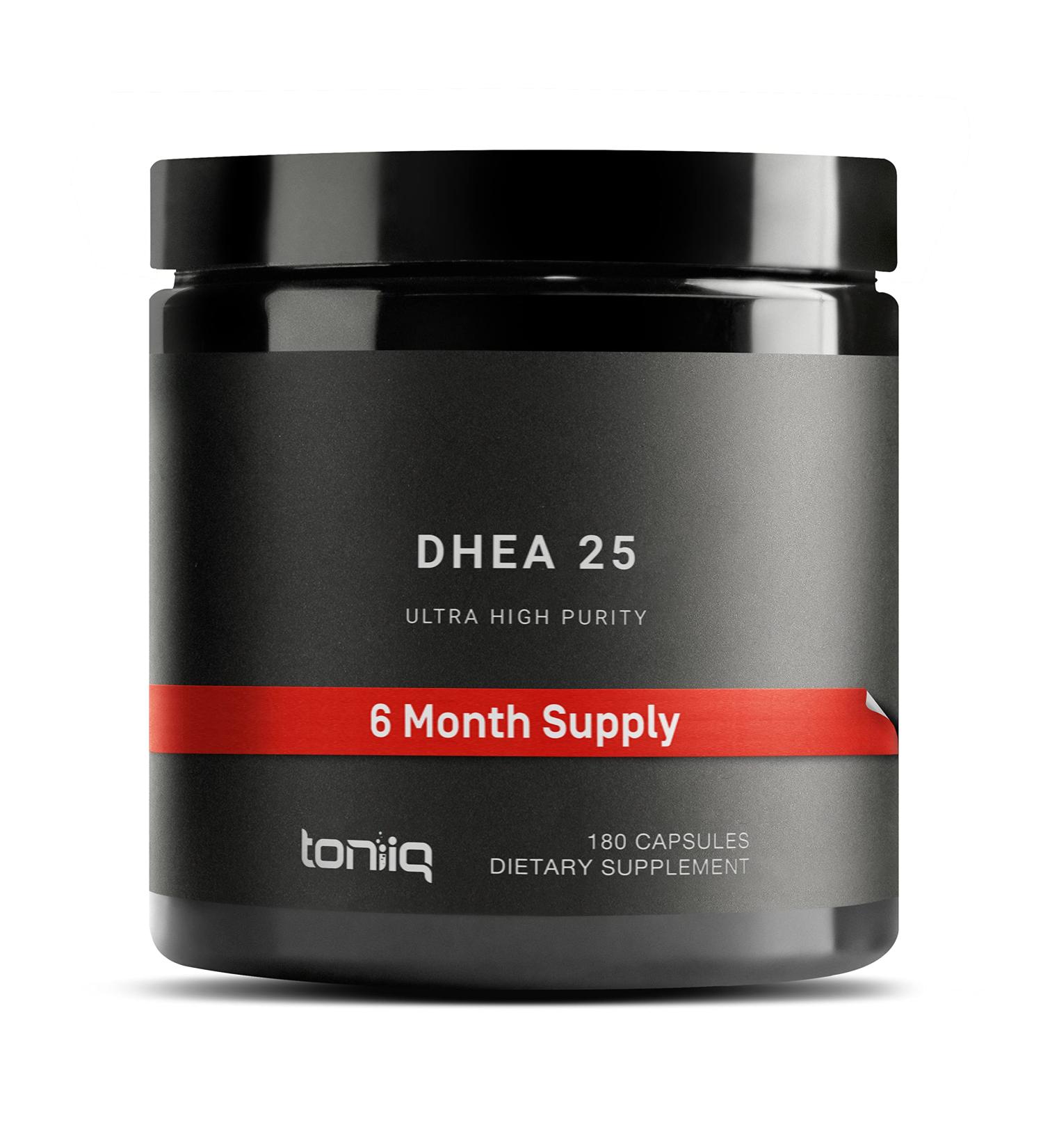 Toniiq Ultra High Strength DHEA 25mg Supplement for Men - 99%+ Highly Purified and Bioavailable Micronized DHEA Supplement for Women and Men - DHEA 25 mg - 180 Capsules DHEA25 - Buy Online on GoSupps.com