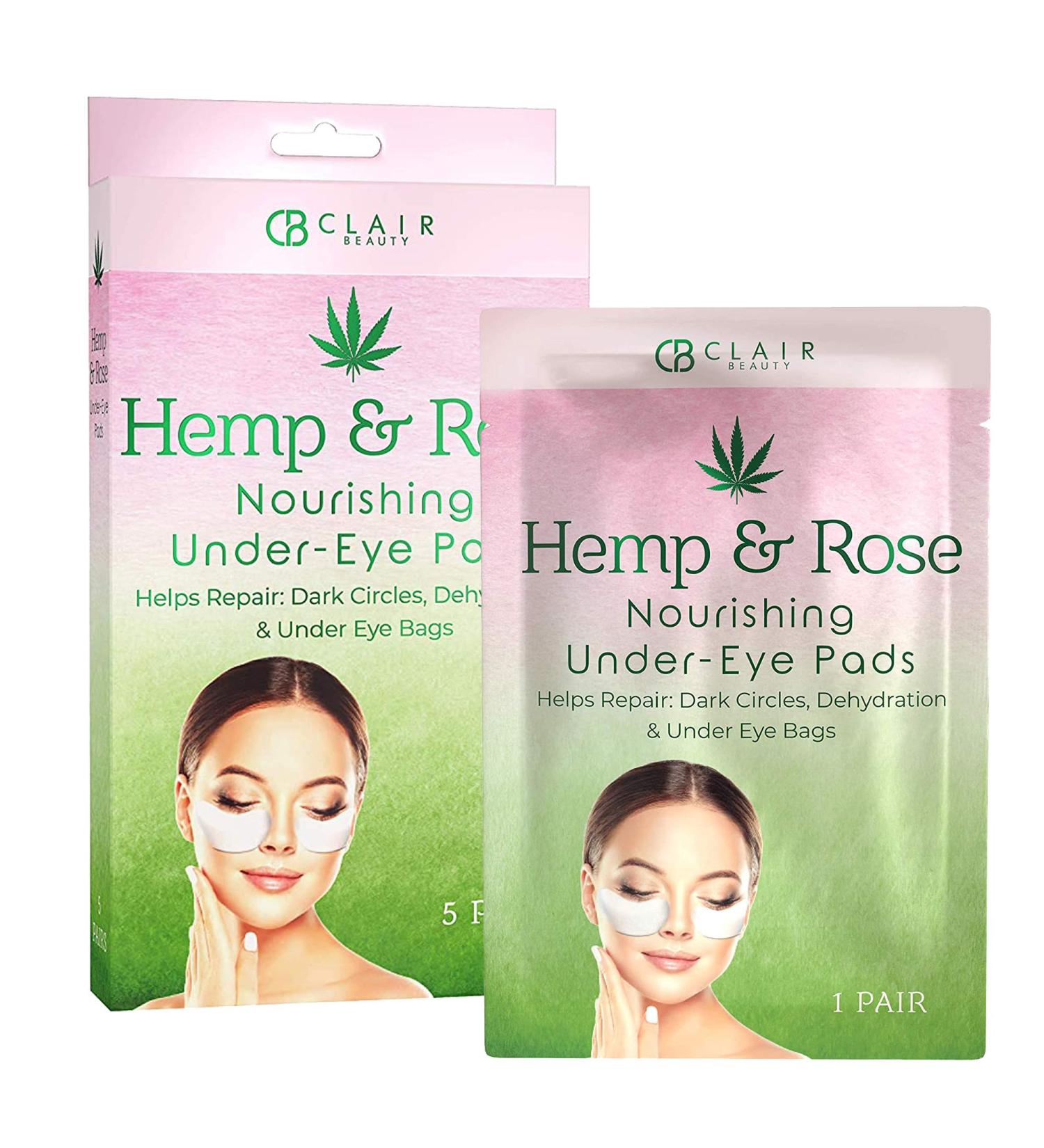 CLAIR BEAUTY Hemp & Rose Under Eye Mask Patches - Moisturizing & Replenishing - 5 Pairs - Buy Online on GoSupps.com