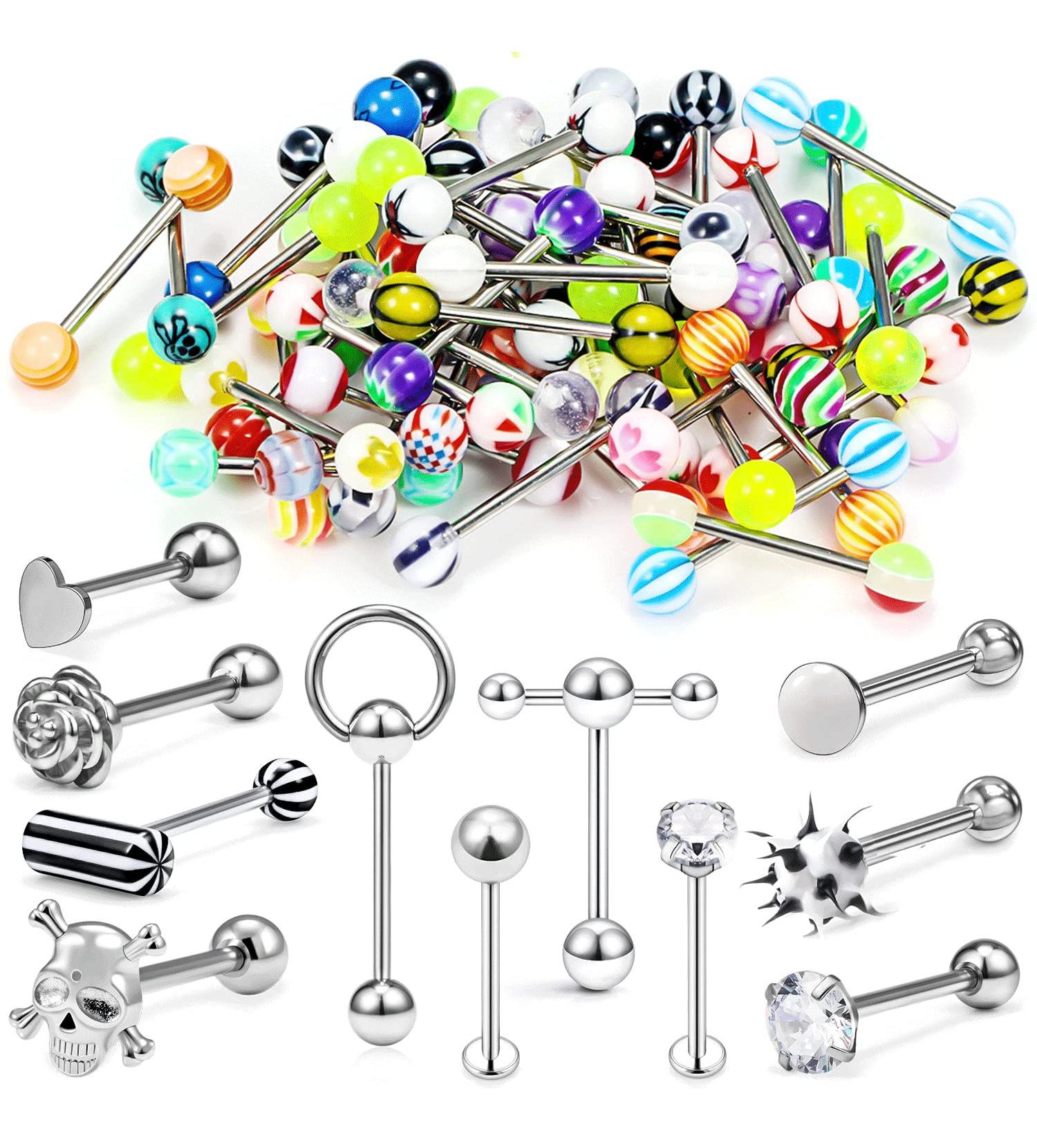 14g Acrylic Balls Tongue Rings | Surgical Stainless Steel Piercing Jewelry for Men & Women - Buy Online on GoSupps.com