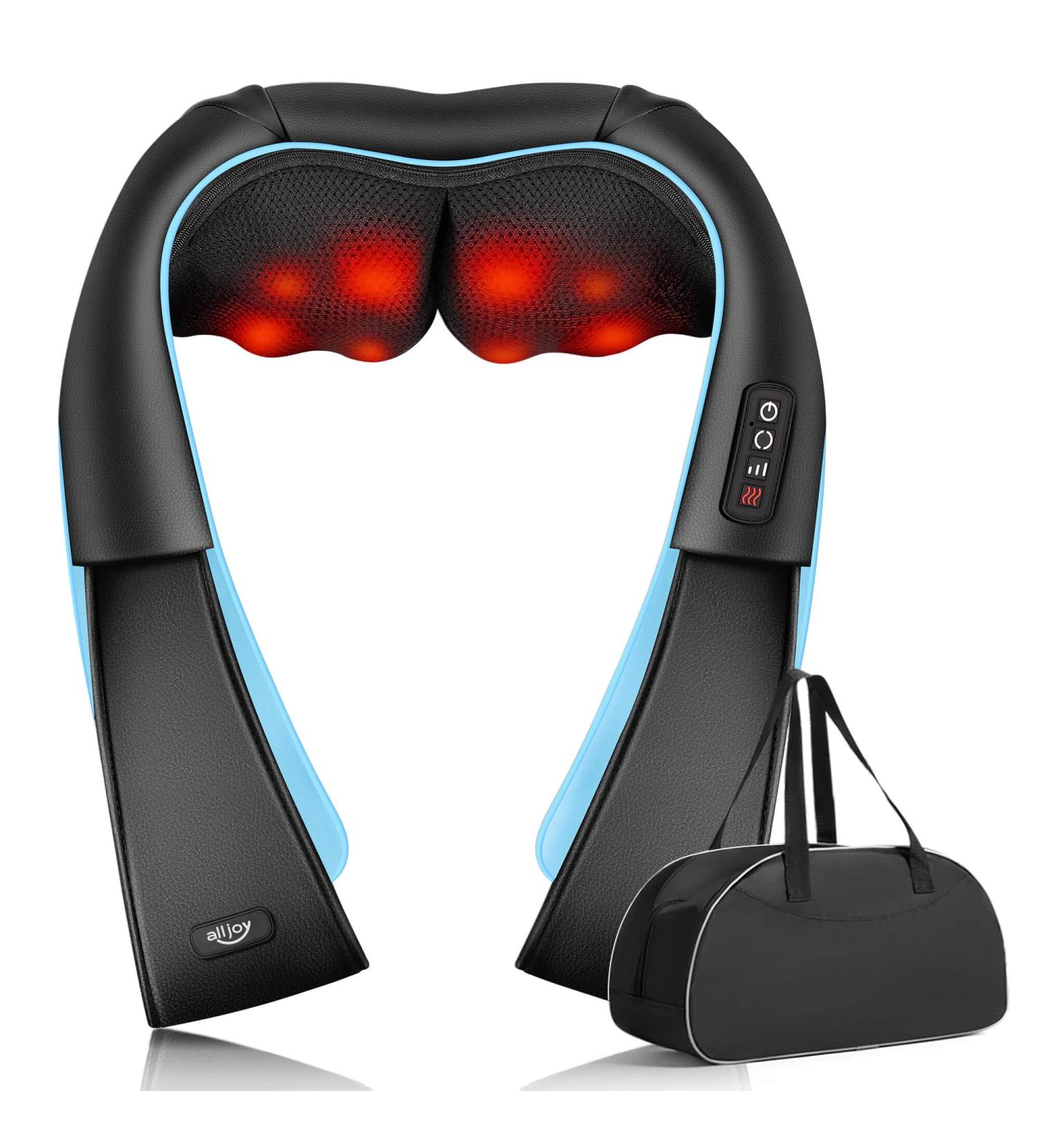 AllJOy Shiatsu Neck & Shoulder Massage Device with Heat - Electric Back Massager for Home & Office | Perfect Gift for Men - Dark Blue - Buy Online on GoSupps.com