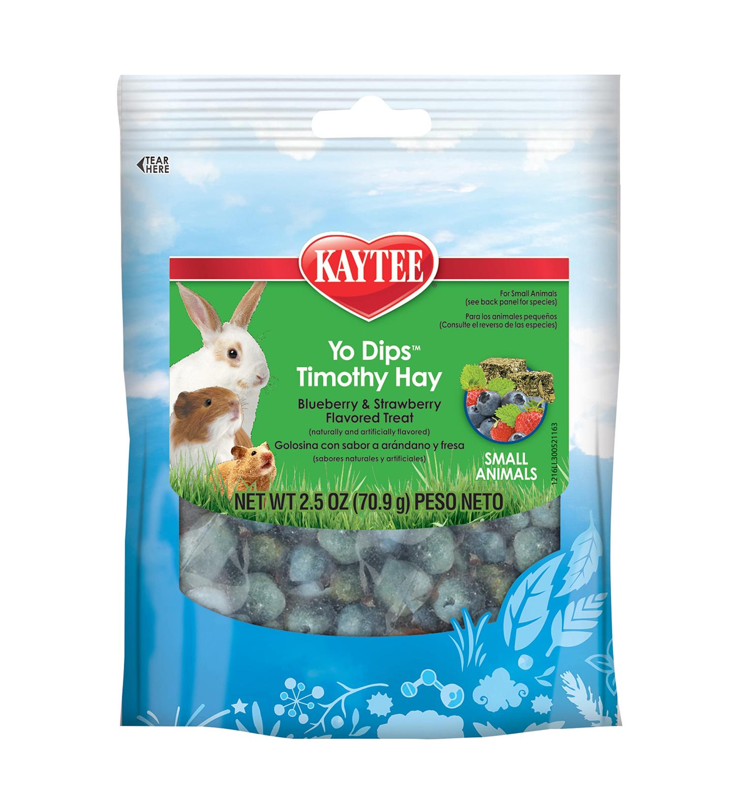 Kaytee Yo Dips Timothy Hay for Small Animals - Blueberry Strawberry 2.5 oz | Healthy Treats - Buy Online on GoSupps.com