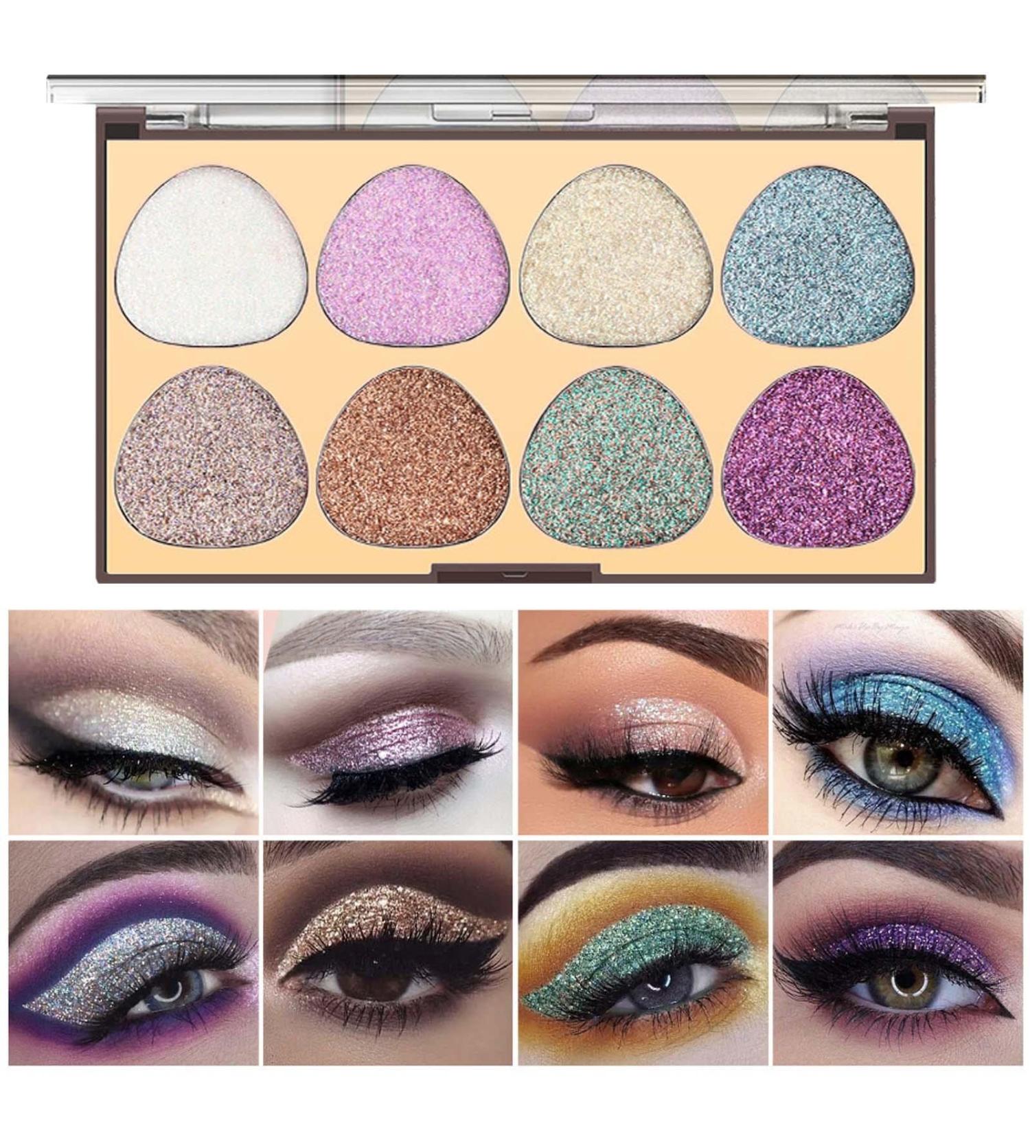 Eyeshadow Palette - 8 Colors Shimmer Eye Shadow Eye Shadow Powder Makeup Pallet Highly Pigmented Ultra Shimmer Fovolat M1 - Buy Online on GoSupps.com