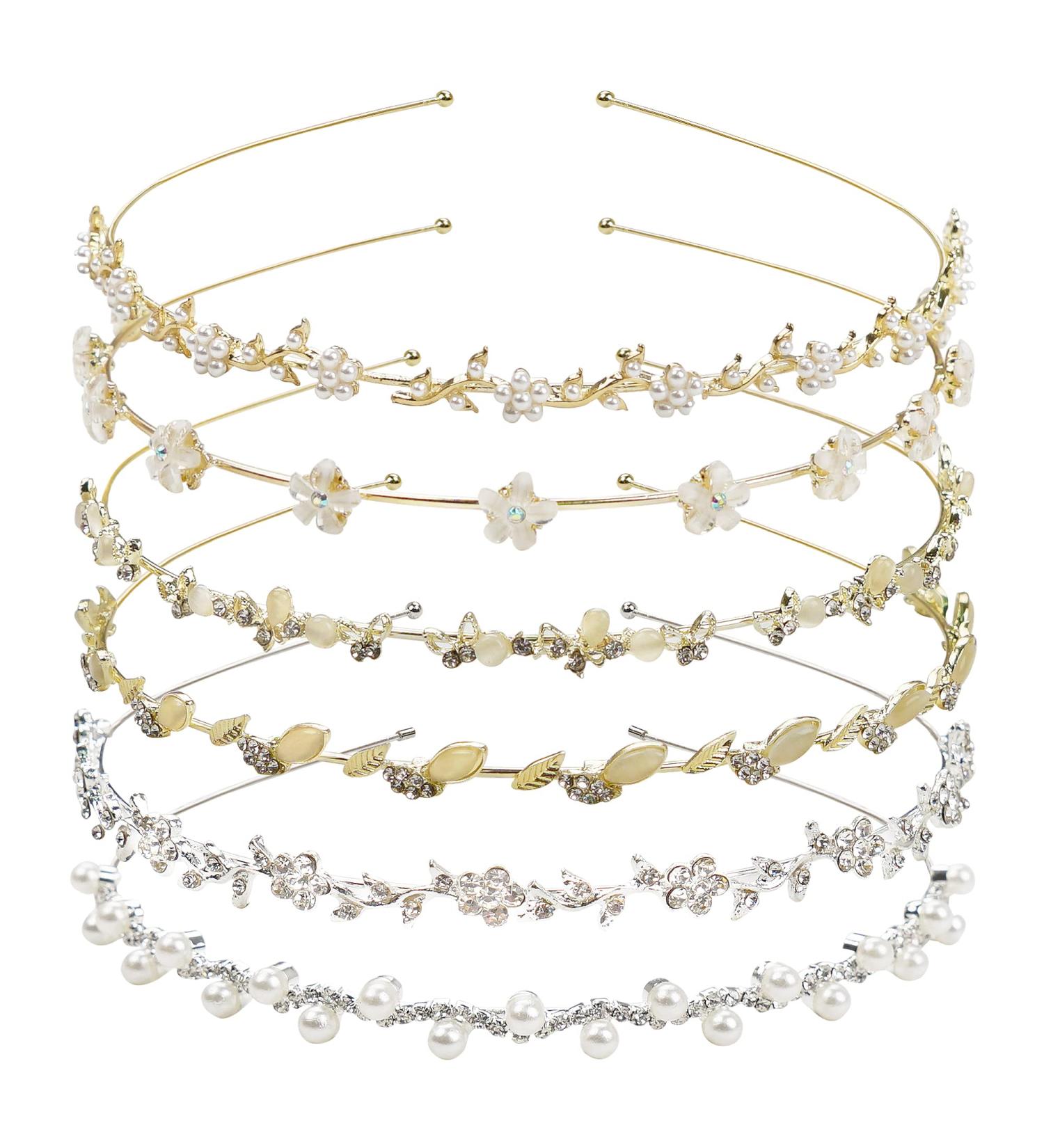 6 Pack Crystal Flower Headbands - Wedding Party Hair Accessories for Women and Girls - Buy Online on GoSupps.com