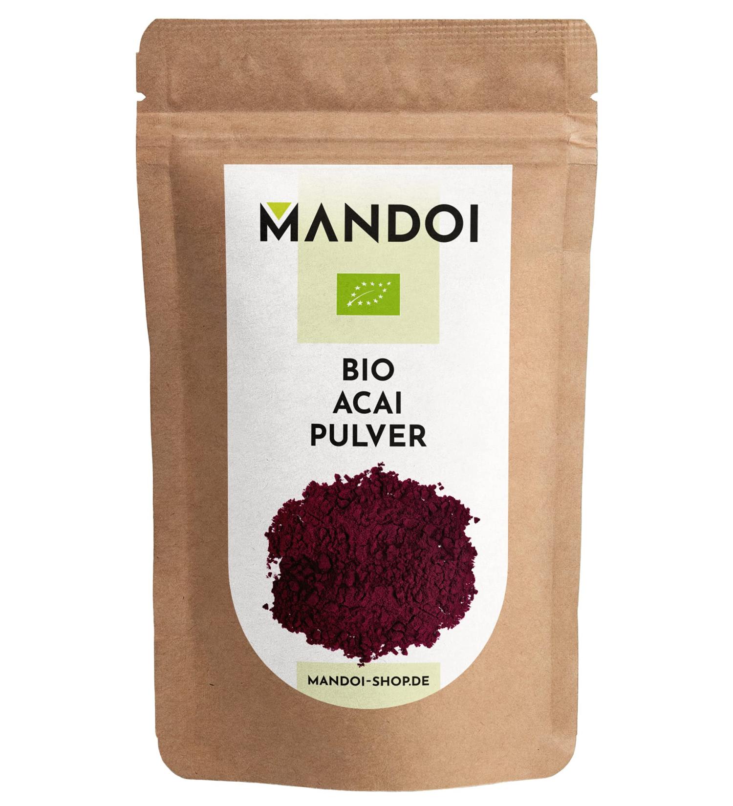 Buy Mandoi Organic Acai Powder 100g - 100% Pure Acai Berry from Brazil Additive-Free Certified Organic DE- KO-005 - Buy Online on GoSupps.com