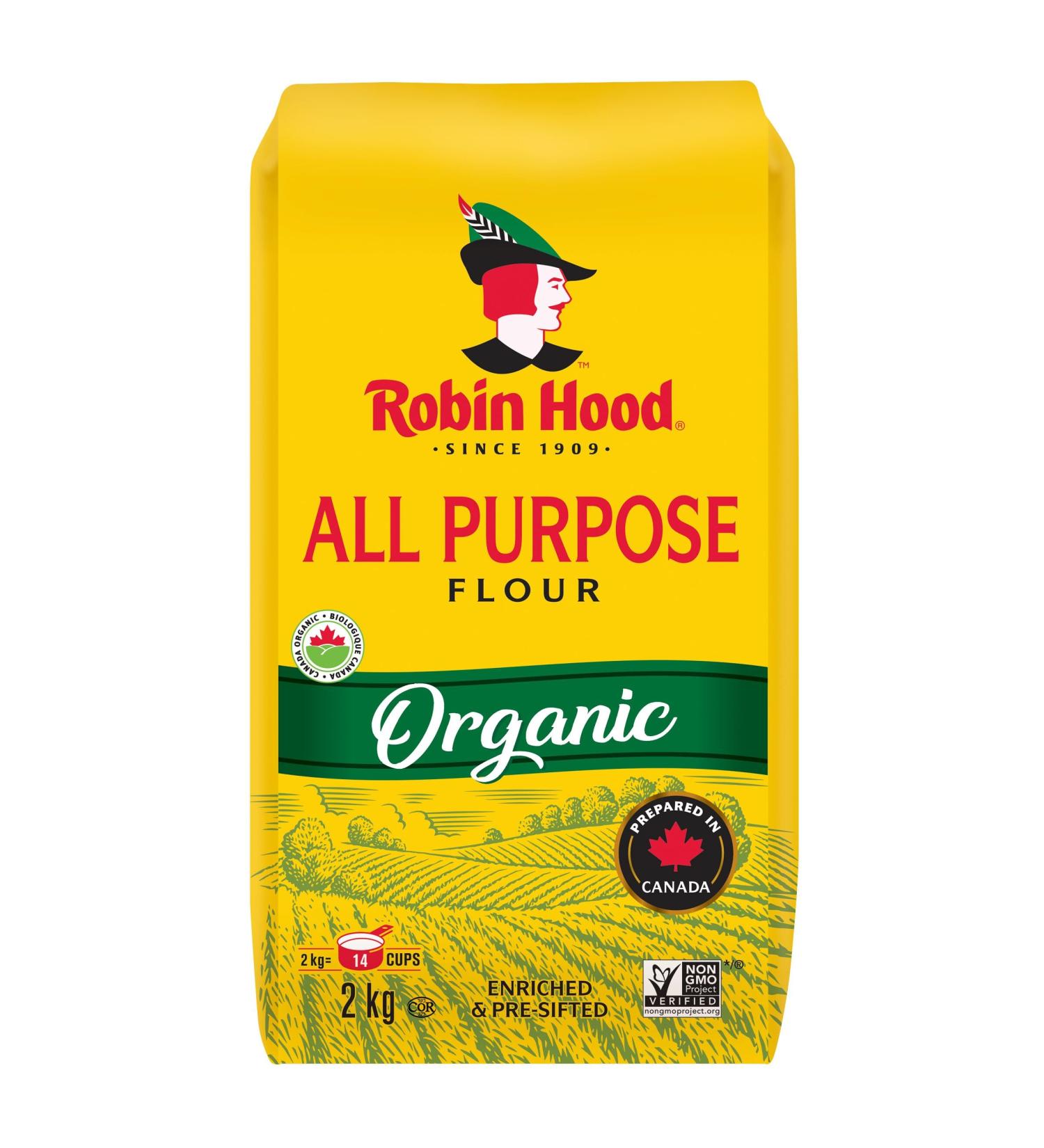 Robin Hood Organic All Purpose Flour 2kg Prepared in Canada 2 kg (Pack of 1) ORGANIC - Buy Online on GoSupps.com