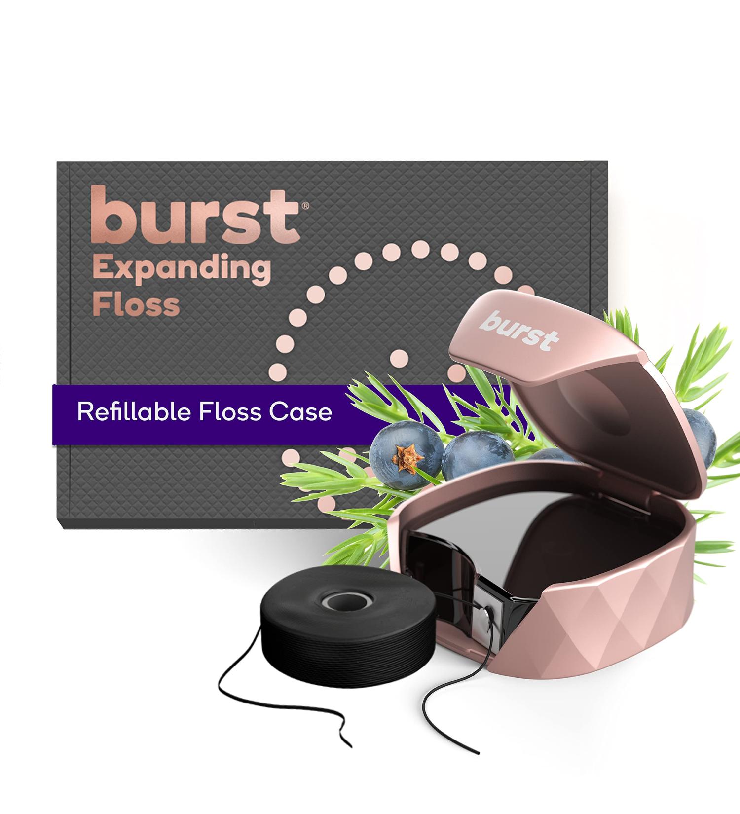 BURST Vegan Dental Floss Set with Juniper Berry Aroma - Charcoal Coating, Expanding Technology - Textured, 12 Week Supply (32 Yards) - Rose Gold - Buy Online on GoSupps.com
