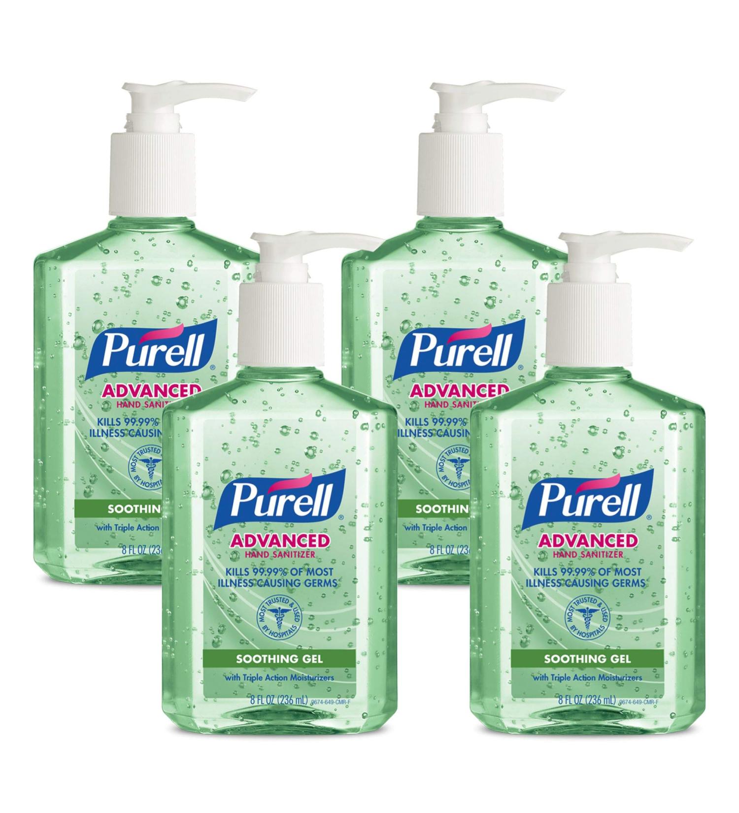 PURELL Advanced Hand Sanitizer Gel with Aloe - 8 oz Pump Bottles (Pack of 4) - Buy Online on GoSupps.com