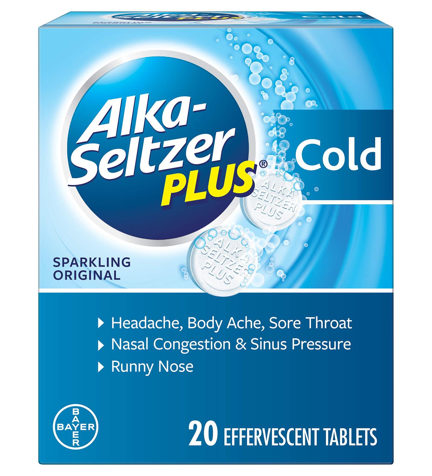 Alka-Seltzer Plus Cold Formula Effervescent Tablets - Sparkling Original (20 ct) - Buy Online on GoSupps.com