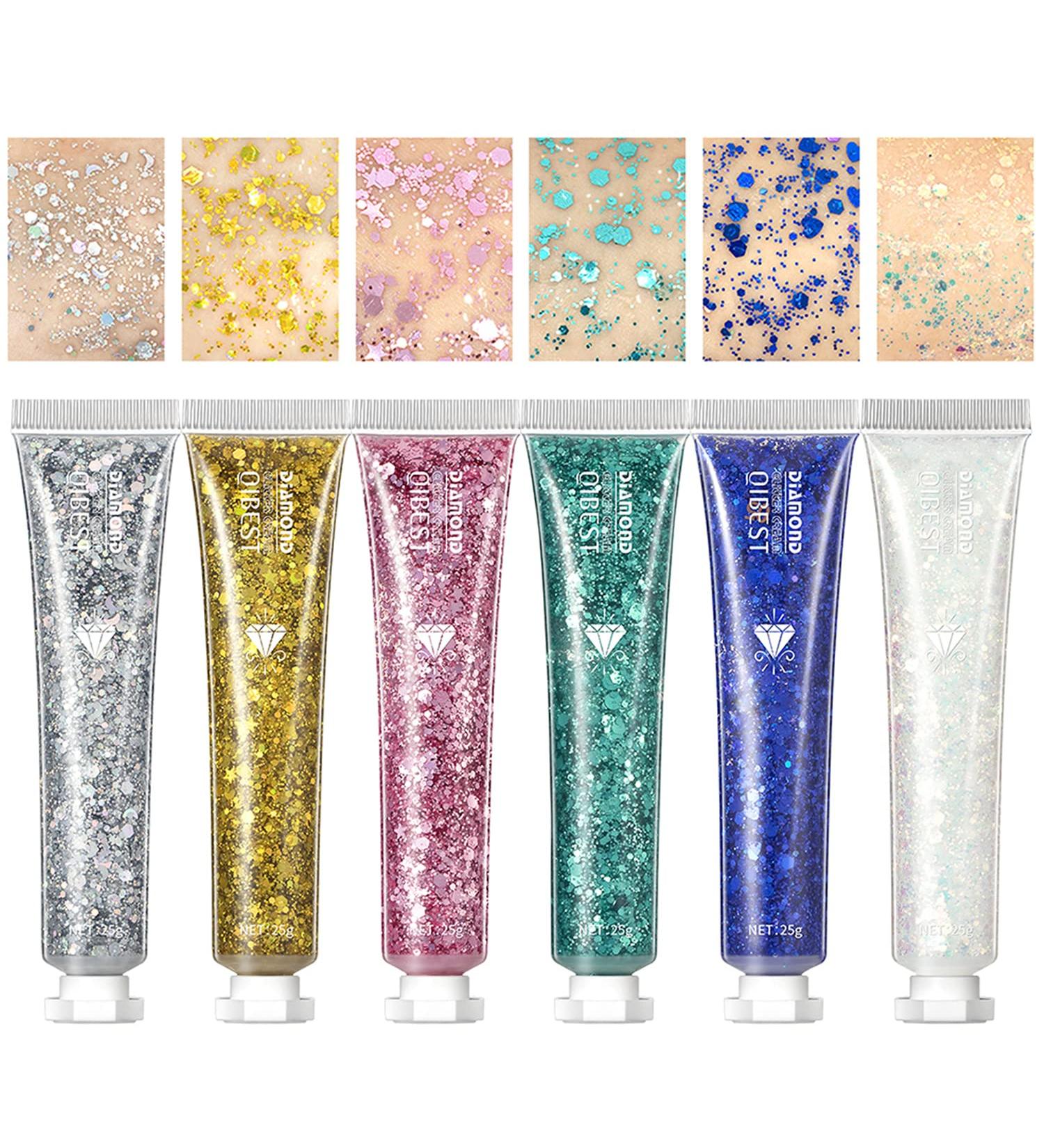 6 Colors Glitter Gel Set for Eyes, Hair, Nails - Sparkling Mermaid Holographic Sequins - Festival & Halloween Makeup Kit - Buy Online on GoSupps.com