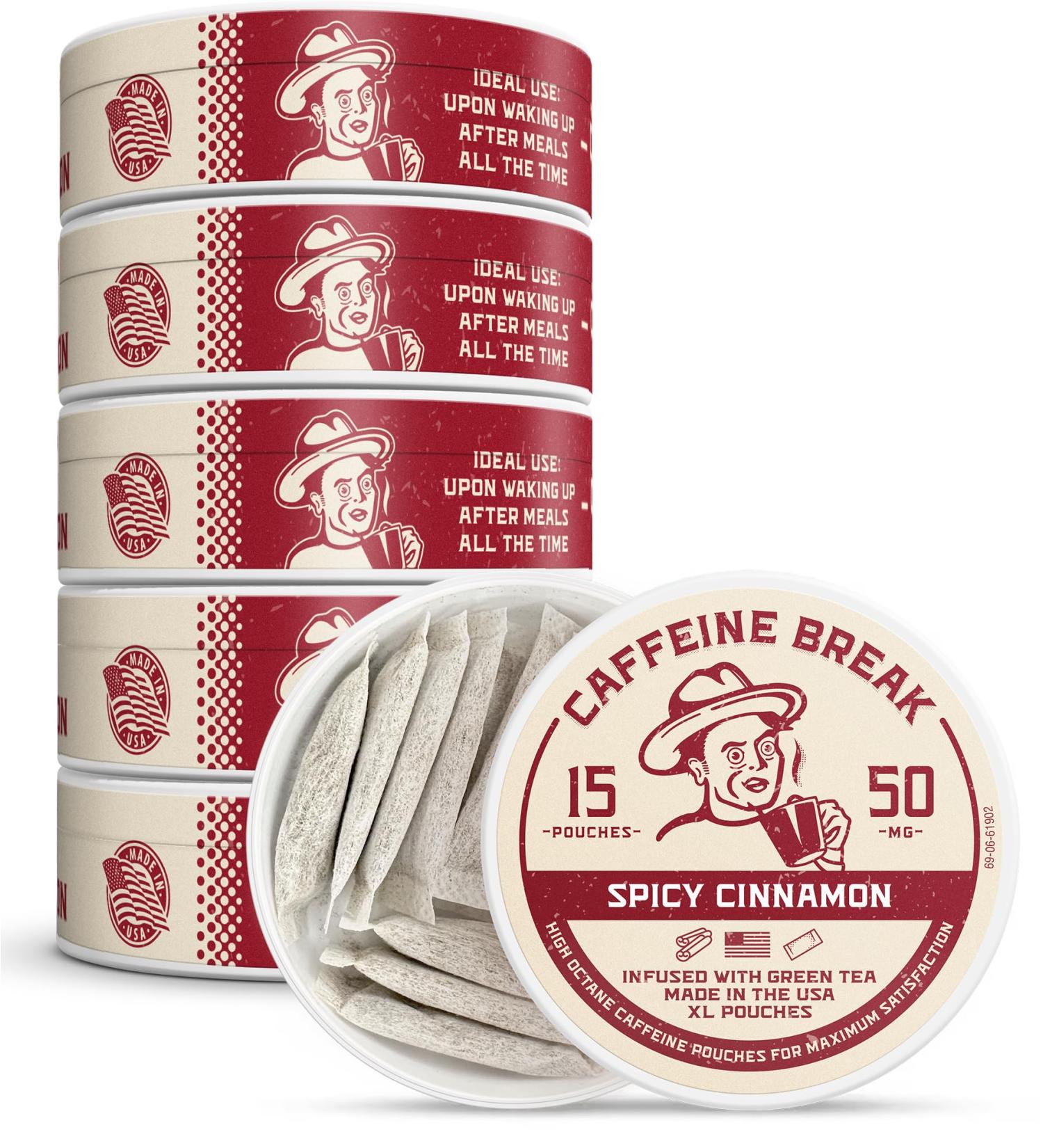 ALP Supply Co - Caffeine Break Spicy Cinnamon Caffeine Pouches - Smooth Spicy Cinnamon Flavor - Clean Bold Energy Anytime - Made in USA - 50mg per pouch - 15 Pouches - Buy Online on GoSupps.com