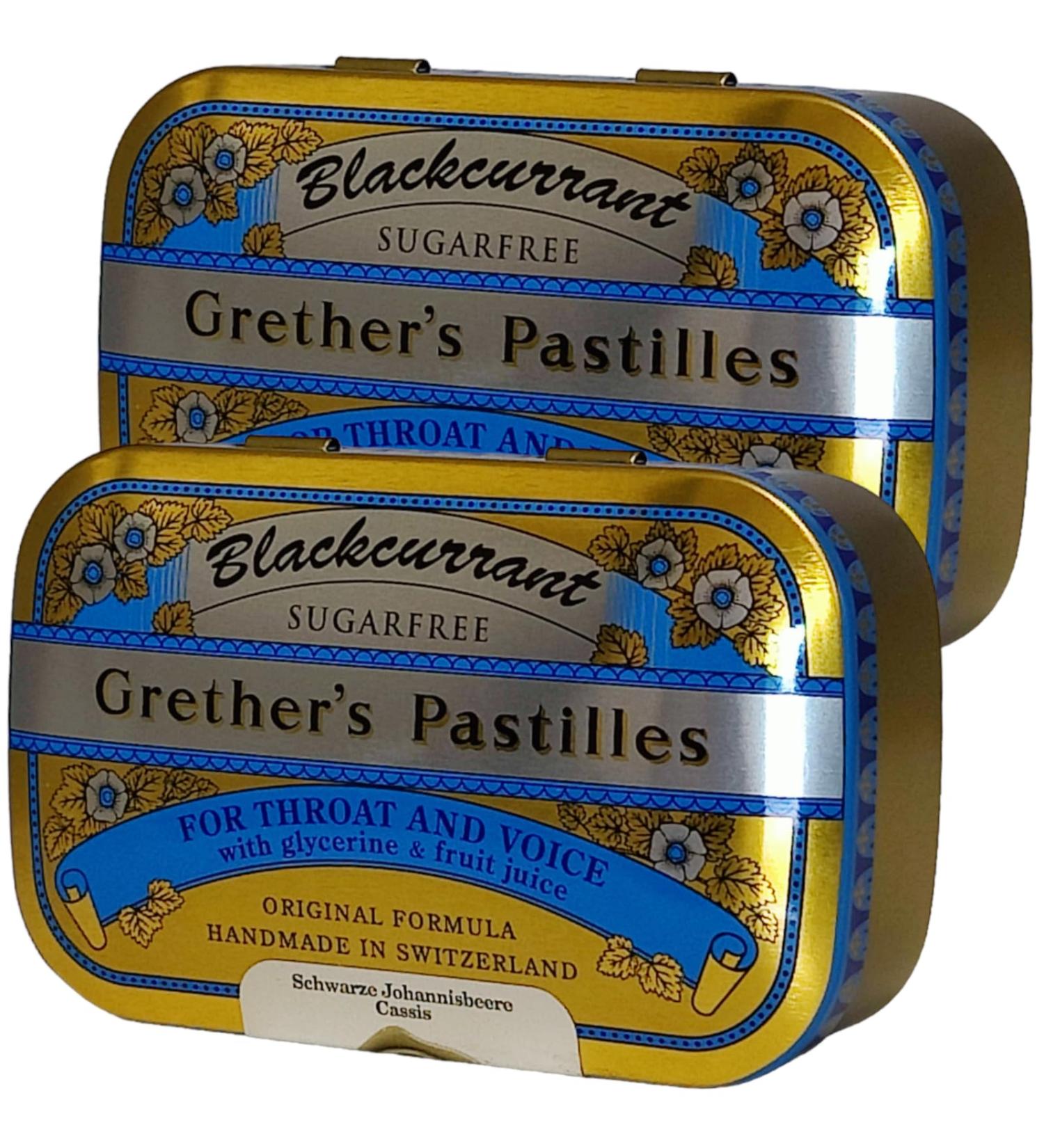 Grether's Pastilles Blackcurrant - Sugar-Free Value Pack (2 x 110g) + Free Pharmaperle Gift - International Shipping Available - Buy Online on GoSupps.com