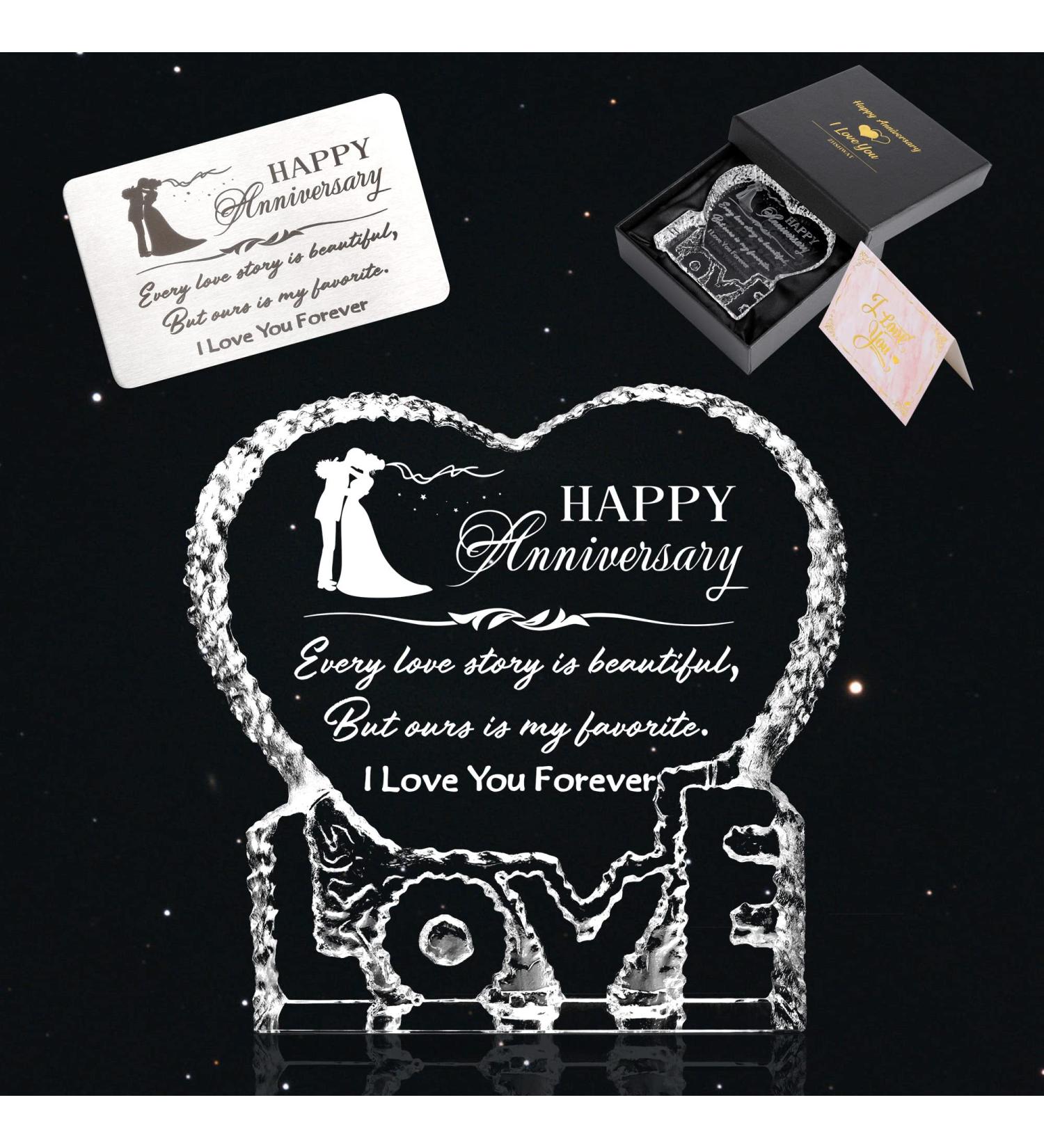 Romantic 3D Crystal Wedding Anniversary Gift for Her | Unique Gifts for Wife Husband Girlfriend & Boyfriend - Buy Online on GoSupps.com