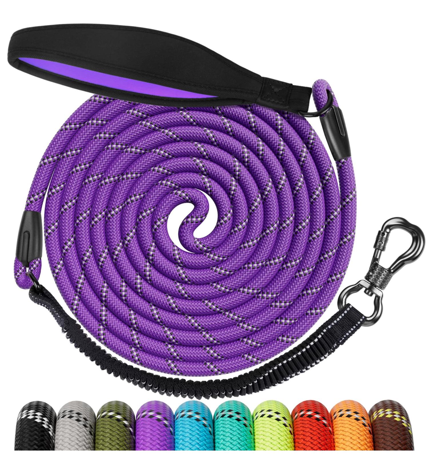 Shop Aystkniet Bungee Drag Line for Dogs - 3m to 20m Shock-Absorbing Leash with Padded Handle & Lockable Hooks - Ideal for Medium & Large Dogs - Purple - Buy Online on GoSupps.com