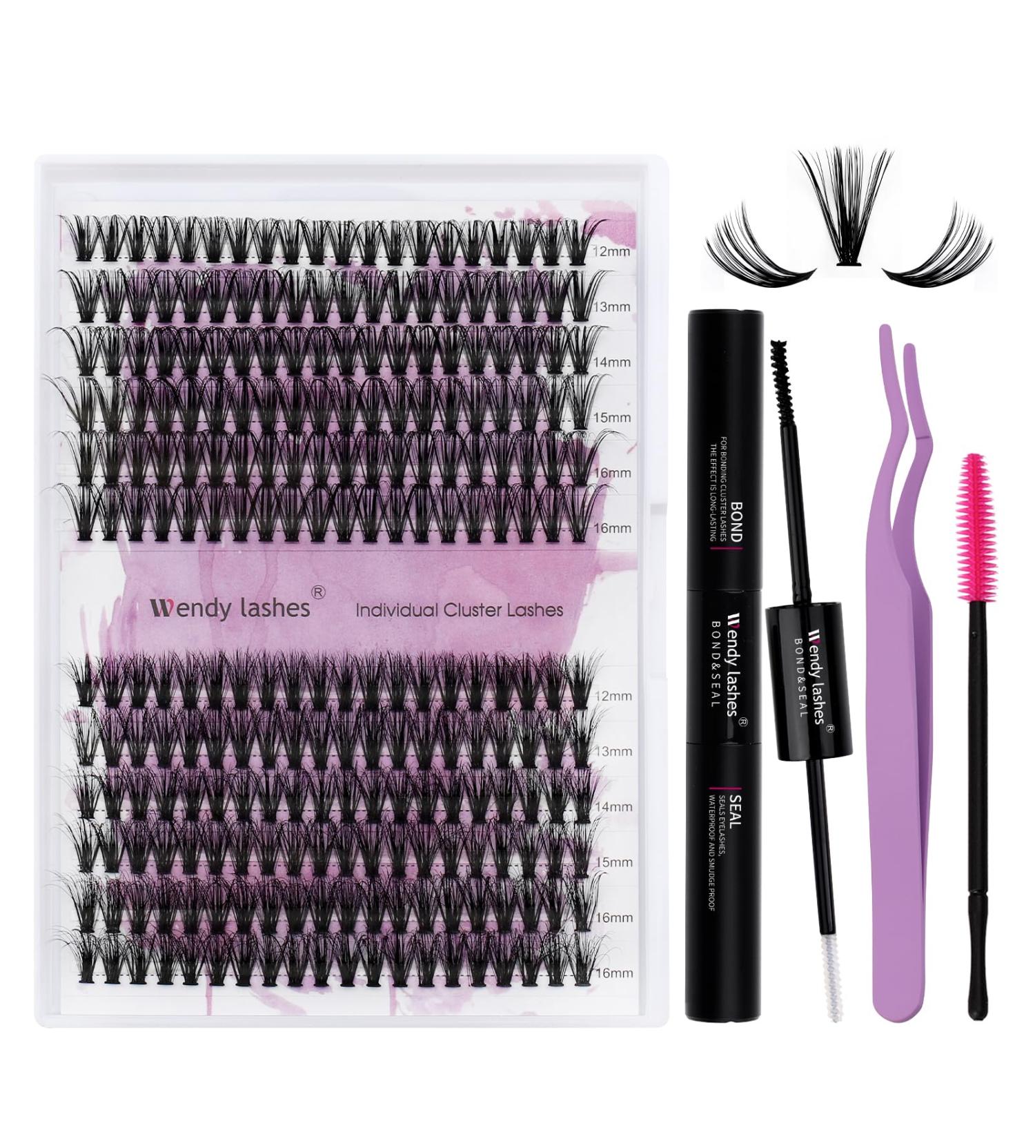 DIY Lash Extensions Set - Cluster Lashes & Eyeholder - DIY Eyelash Bond & Seal Kit (3D+40D-D CURL 12-16mm) for At-Home Application | International Shipping Available - Buy Online on GoSupps.com