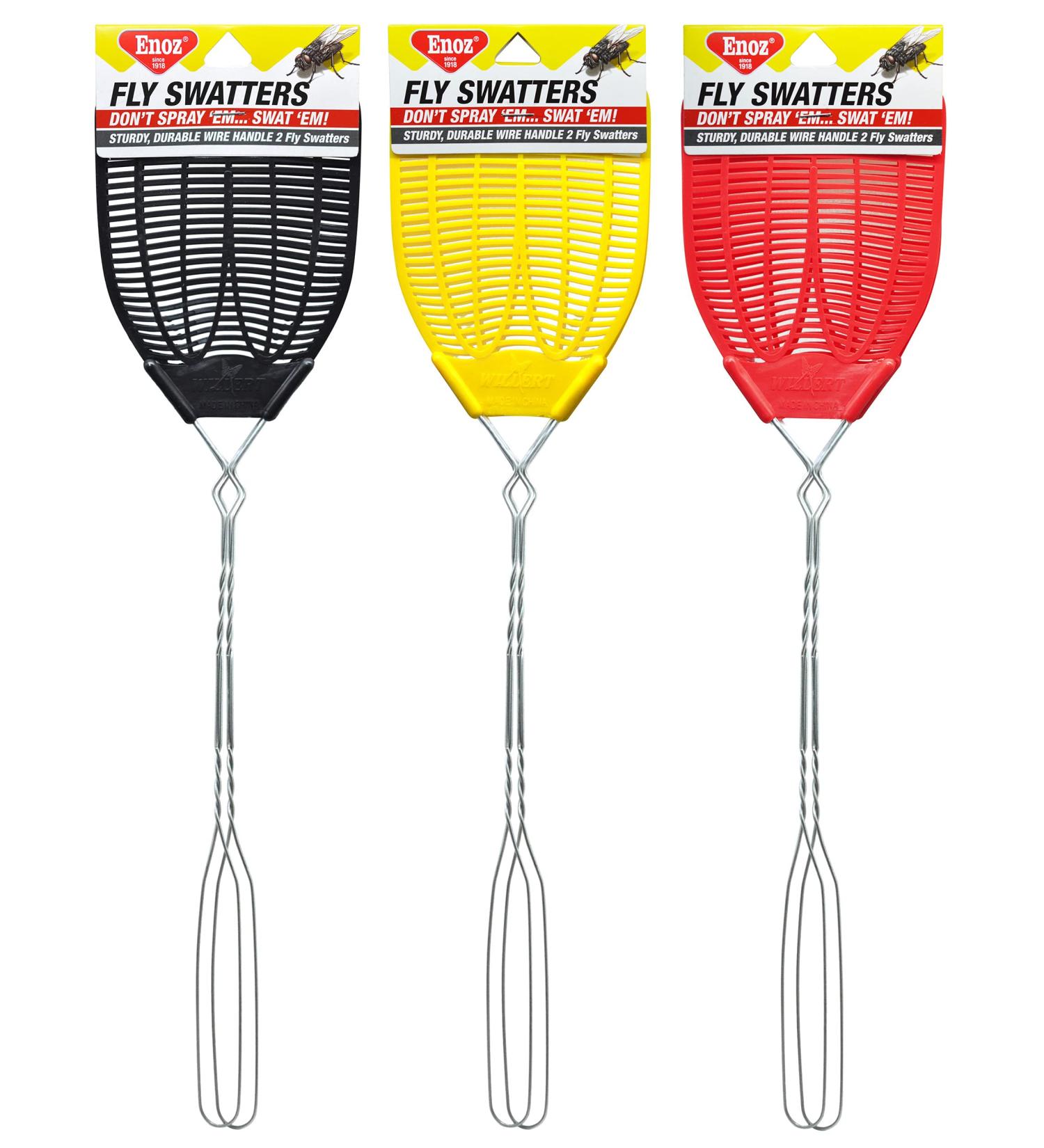 Enoz Plastic Mesh Head Flyswatter with Metal Handle  Assorted Colors  2 Count (Pack of 3) 6 - Buy Online on GoSupps.com