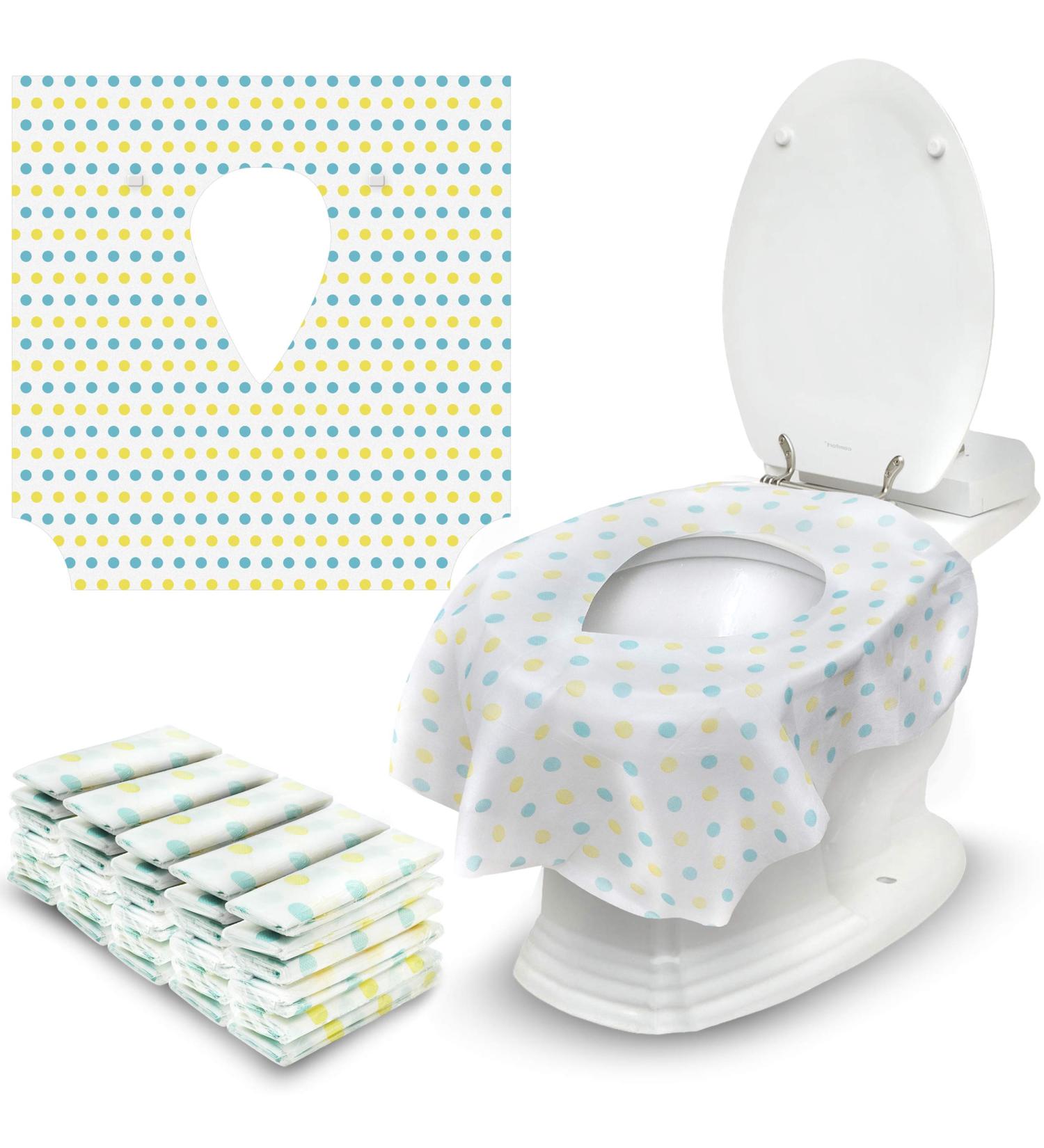 Disposable Toilet Seat Covers - 30 Pack - Extra Large Portable Liners for Travel & Potty Training - Individually Wrapped & Waterproof - Buy Online on GoSupps.com
