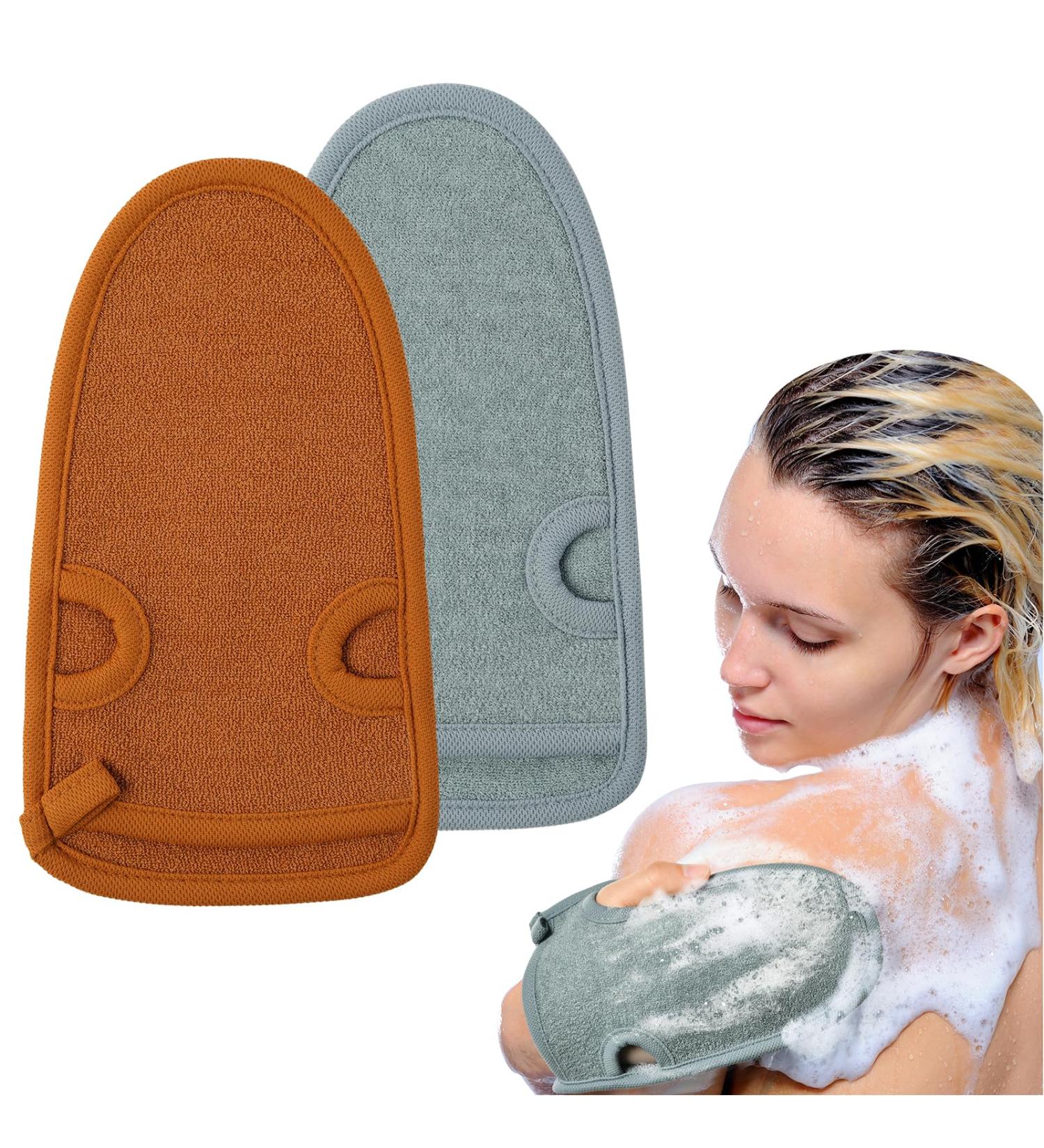 URAQT Exfoliating Gloves 2 Pcs Deep Pore Cleansing Exfoliating Glove Dual-Sided Deep Clean Exfoliation Scrubbing Mitt Body Scrub Glove Bath SPA Exfoliating Mitts for Women and Men Dead Skin Remove 2 Pcs-Upgraded Bamboo Fiber - Buy Online on GoSupps.com