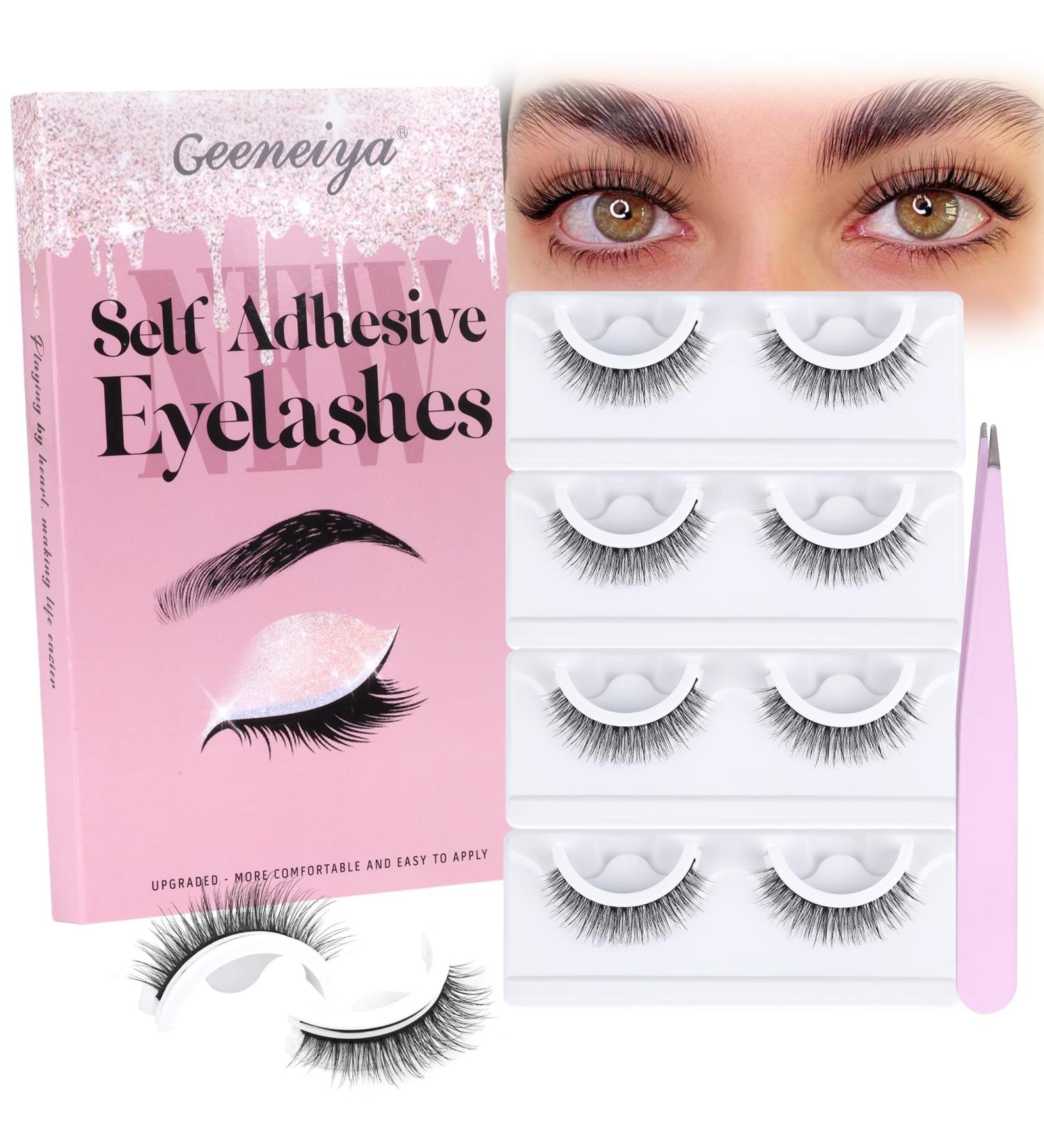 Buy Wispy Self Adhesive Eyelashes - Reusable Natural Look False Lashes | 3 Pairs with Tweezers by Geeneiya - International Shipping Available - Buy Online on GoSupps.com