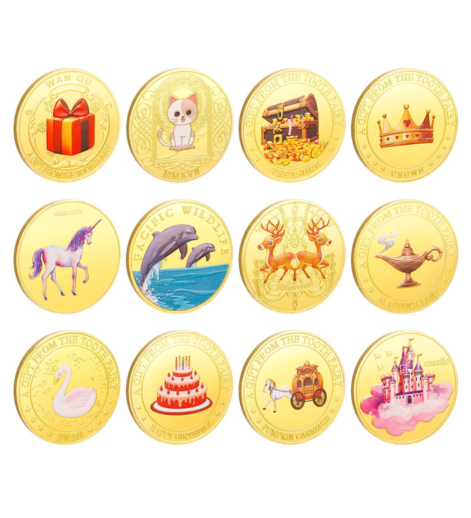 Halinuia 12-Piece Tooth Fairy Coins Set | Tooth Fairy Gifts for Kids | Commemorative Coins in Plastic Box | Perfect Lost Tooth Souvenirs - Buy Online on GoSupps.com